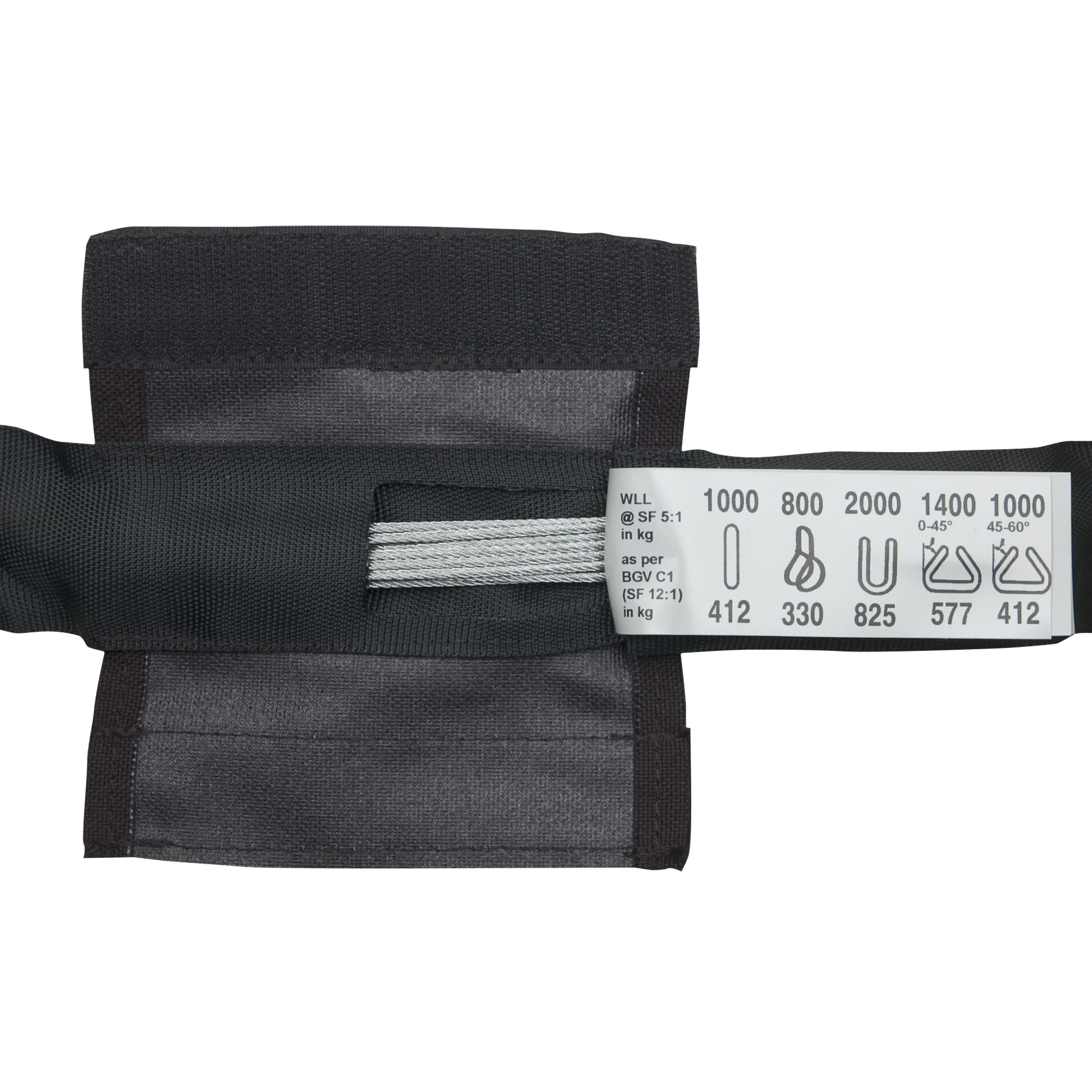 ELLER Steel Sling 2 Ton WLL - Black Working length 1 m Lunghezza di funzionamento 1 m