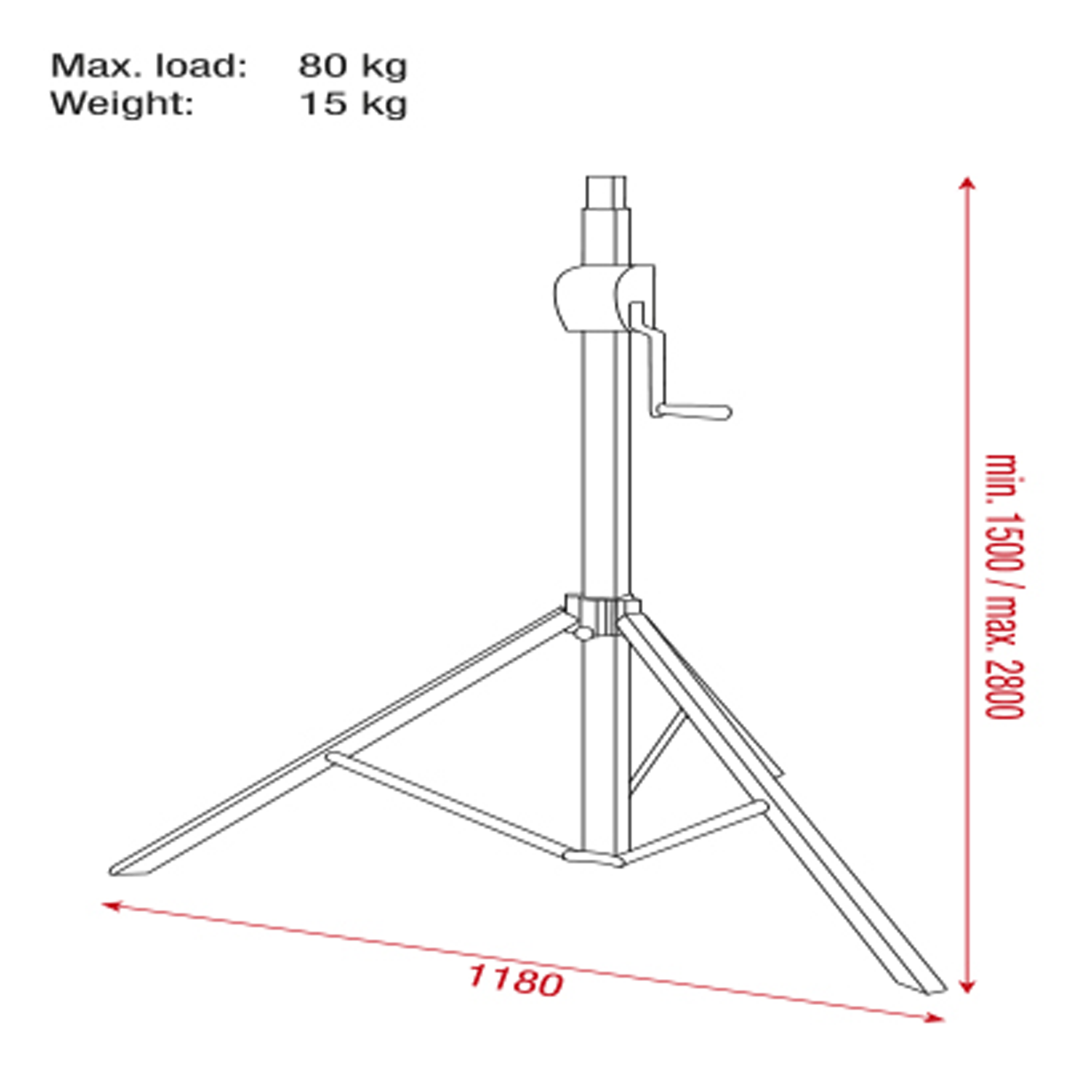 SHOWGEAR Basic 2800 Wind up stand 80 kg 80kg