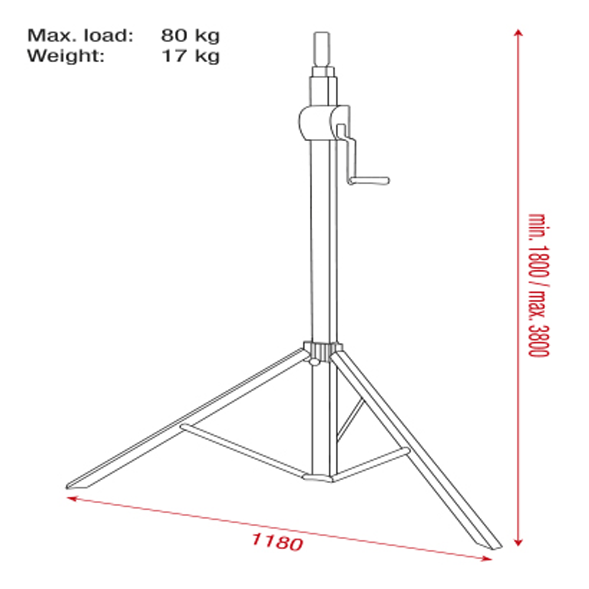 SHOWGEAR Basic 3800 Wind up stand 80 kg 80 kg