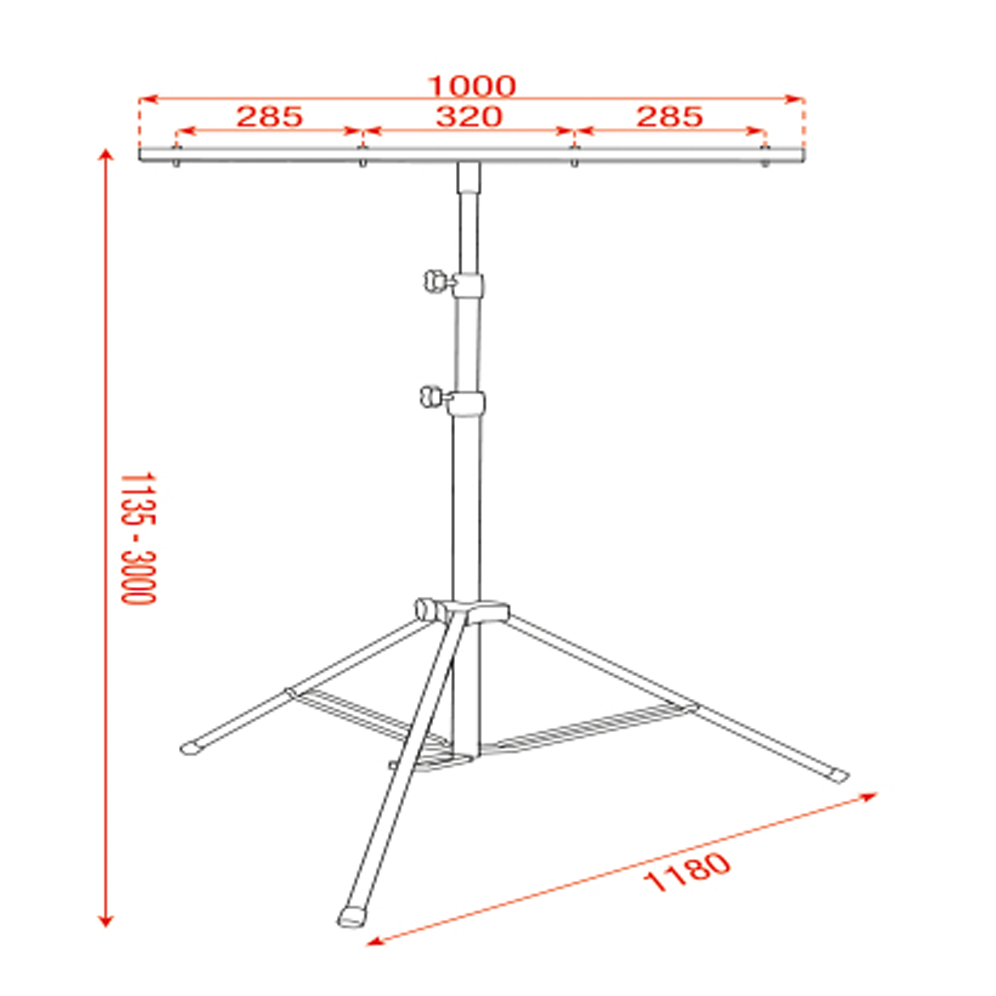 SHOWGEAR Metal Medium Light Stand Mammoth Stands Aste Mammoth