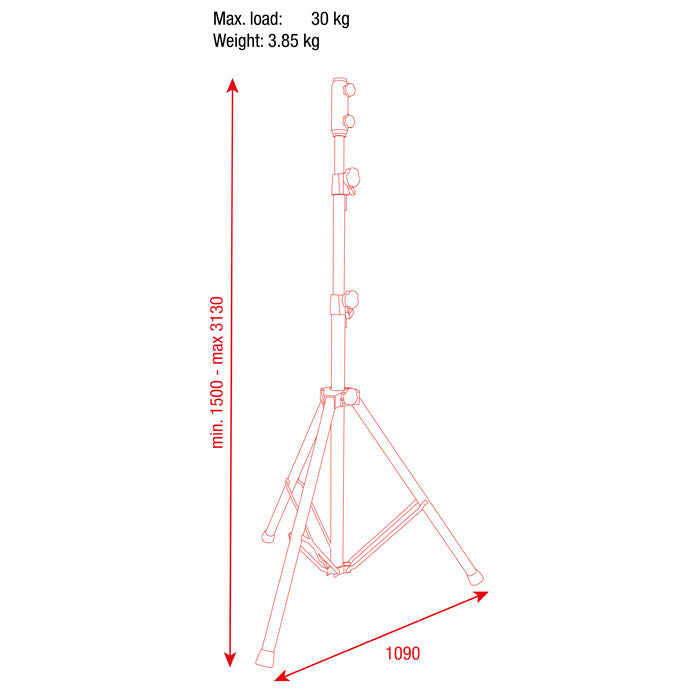 SHOWGEAR Light Stand Aluminium (incl. Spigot Adapter) Including Spigot Adapter Adattatore spigot incluso