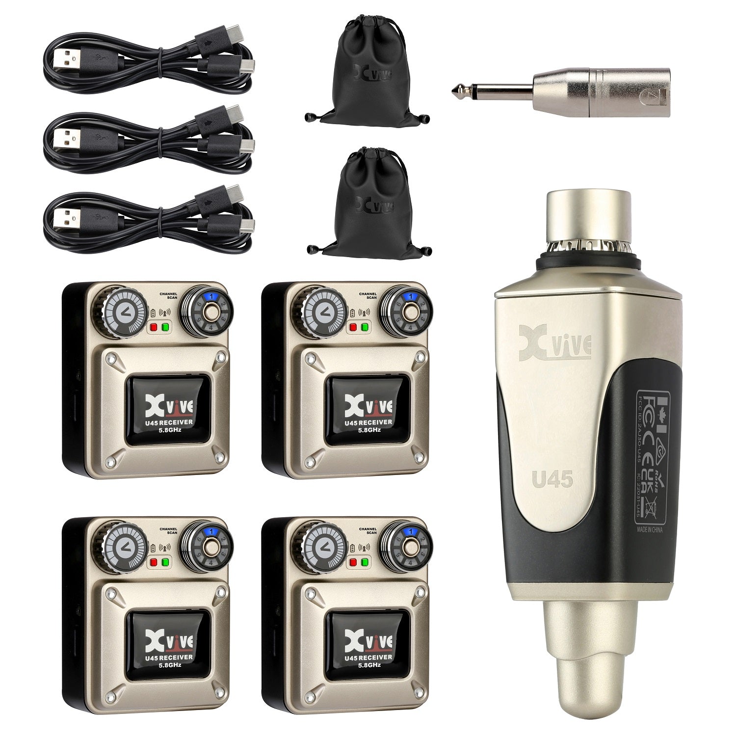 Xvive U45R4 IN-EAR MONITOR - Sistema monitor wireless digitale a 4 ricevitori