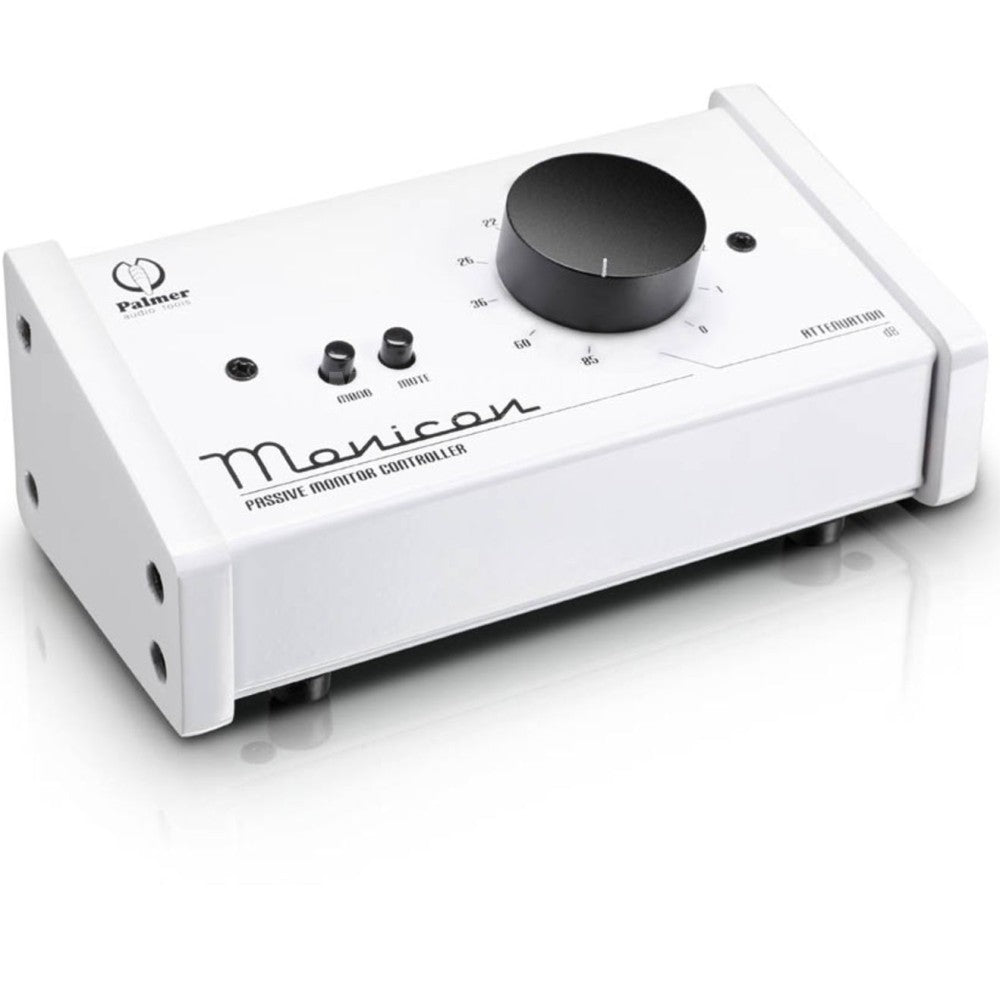 PALMER MONICON WHITE CONTROLLO VOLUME PASSIVO MONITOR BIANCO 2 XLR IN 2 XLR OUT IN LEGNO E METALLO