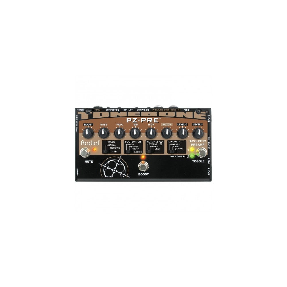 RADIAL PZ-PRE PREAMPLIFICADOR DE 2 CANALES PARA INSTRUMENTOS