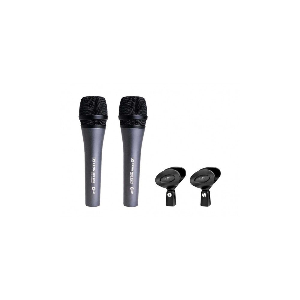 SENNHEISER E835 KIT 2 Set di 2 microfoni dinamici 2 clamp e custodia