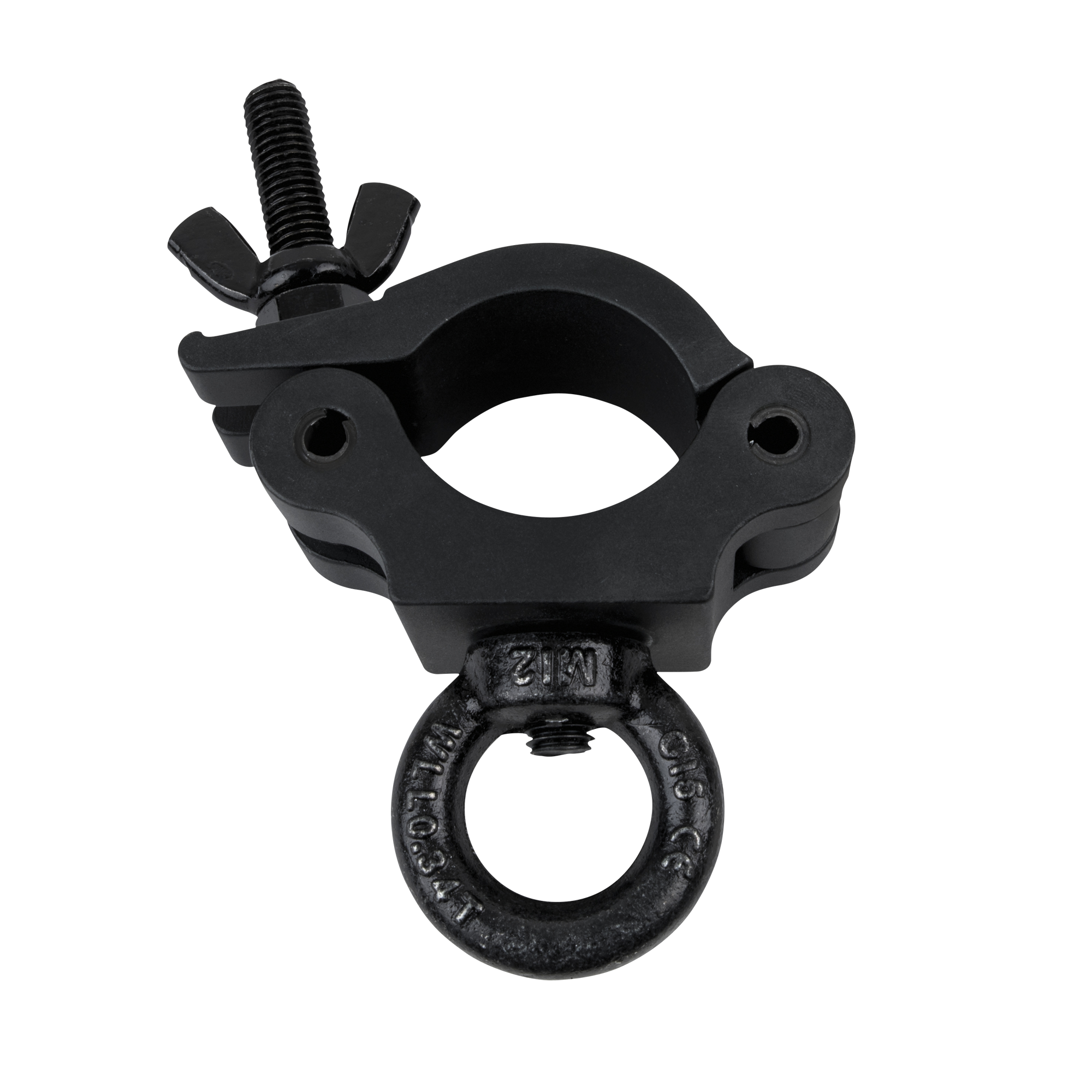 SHOWGEAR 50 mm Half Coupler + Eye SWL: 340 kg - aluminium - black SWL: 340 kg - alluminio - nero