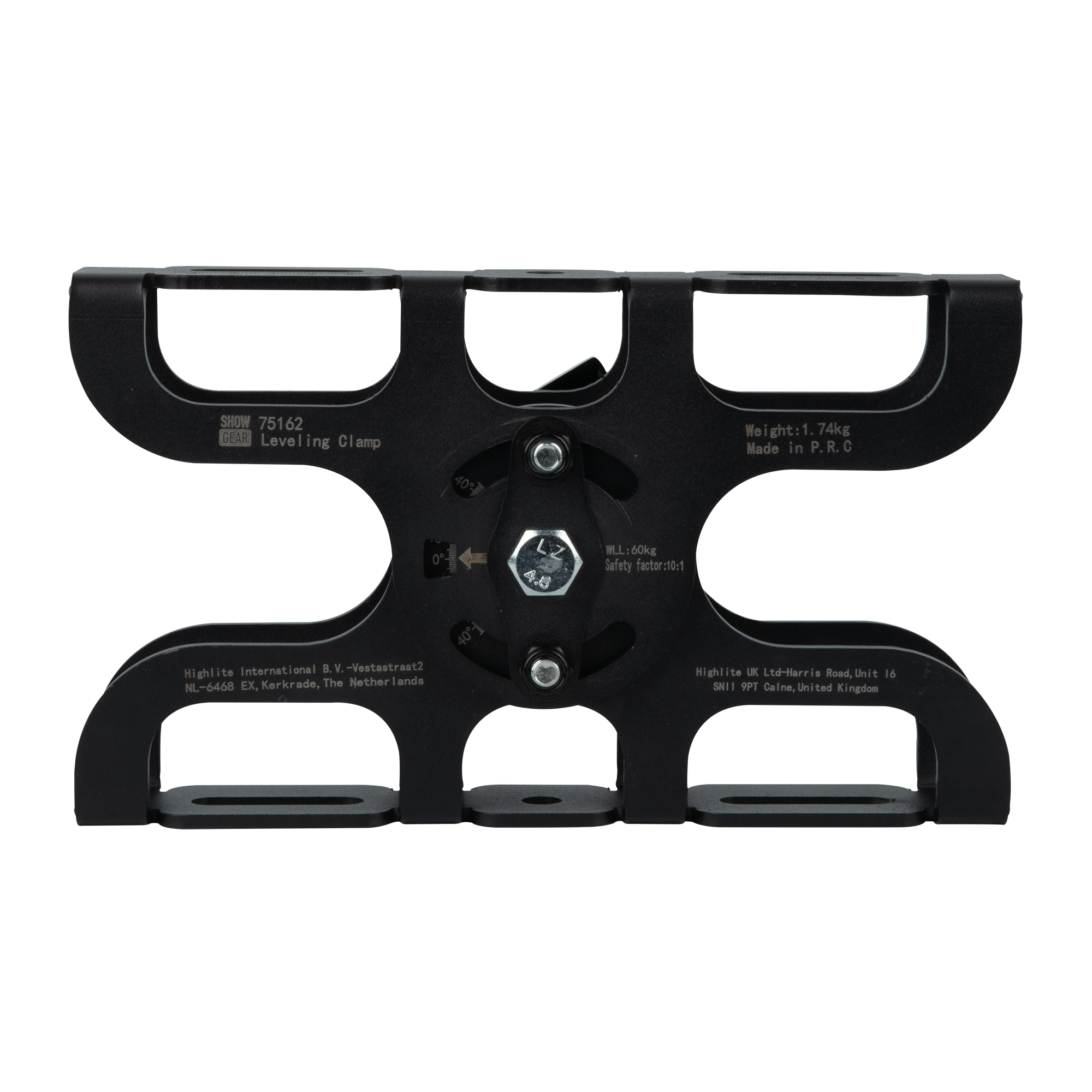 SHOWGEAR Levelling Clamp - Black Compensates for angled mounting points Compensa i punti di montaggio angolati