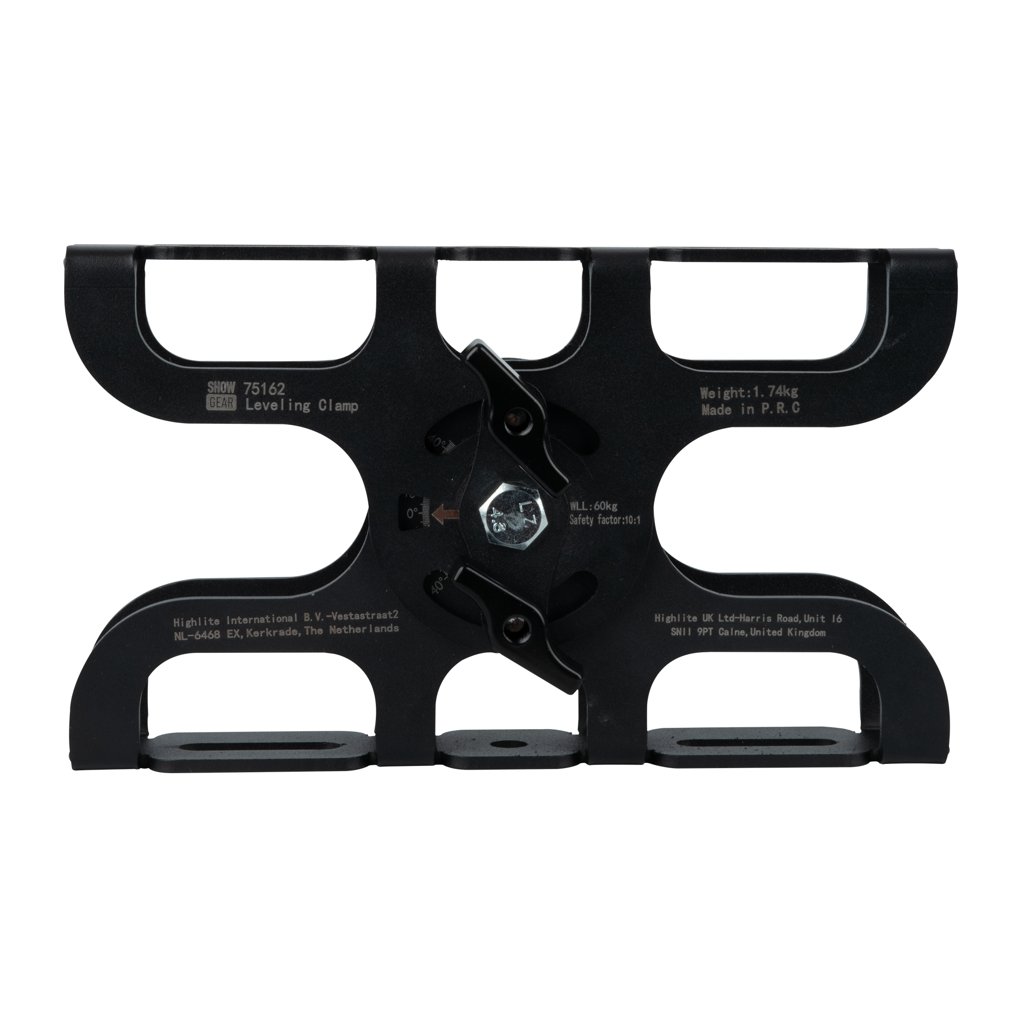 SHOWGEAR Levelling Clamp - Black Compensates for angled mounting points Compensa i punti di montaggio angolati