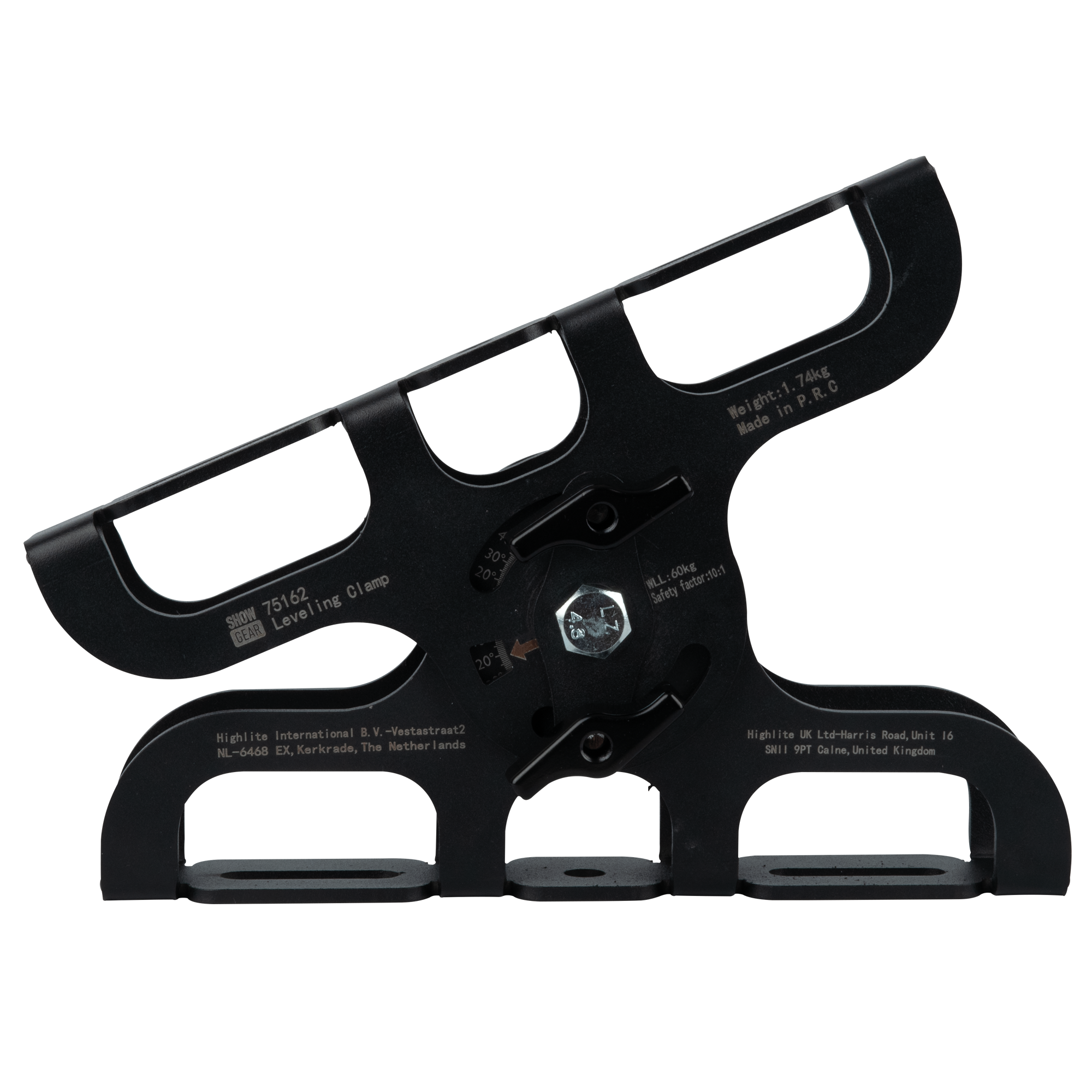 SHOWGEAR Levelling Clamp - Black Compensates for angled mounting points Compensa i punti di montaggio angolati