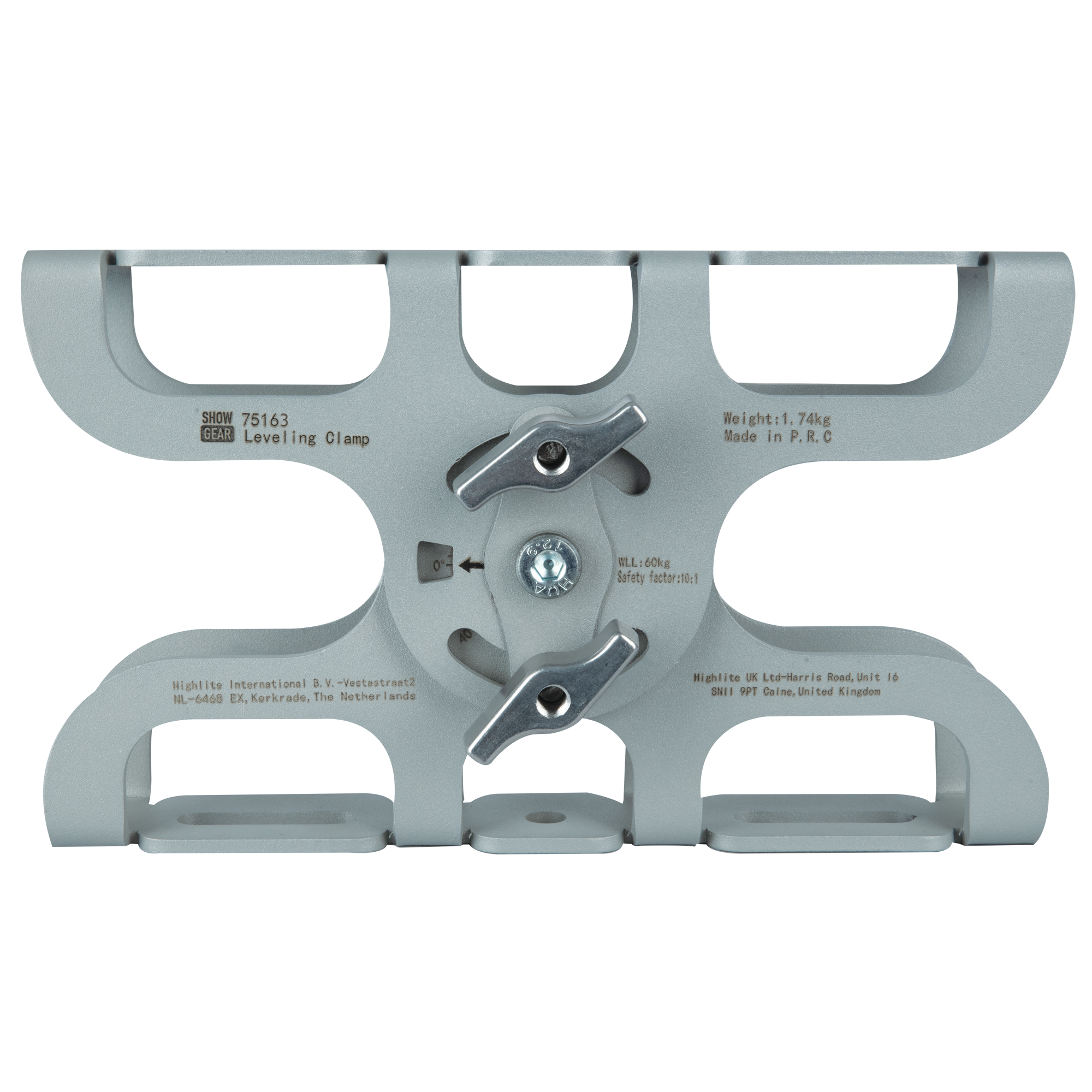 SHOWGEAR Levelling Clamp - Silver Compensates for angled mounting points Compensa i punti di montaggio angolati