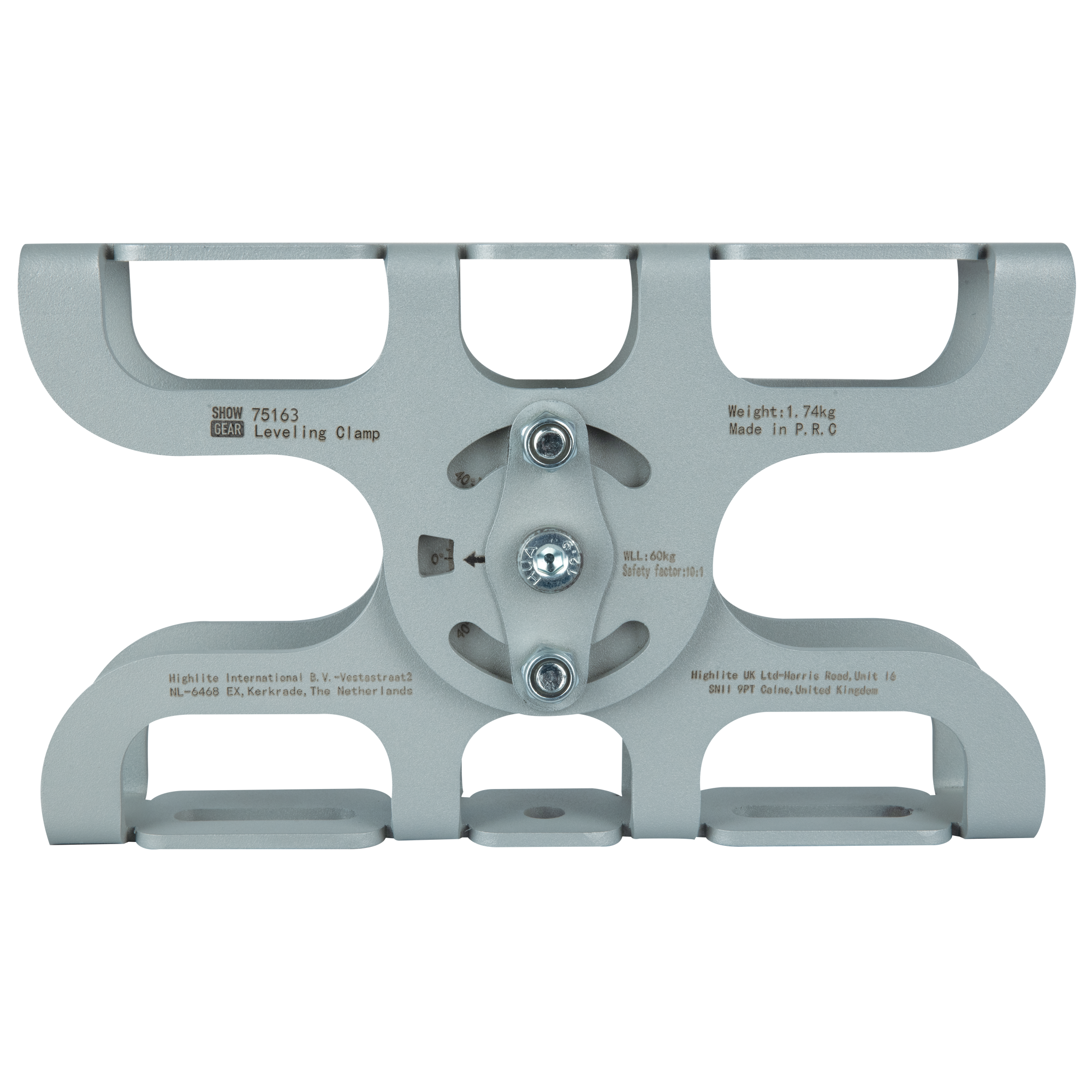SHOWGEAR Levelling Clamp - Silver Compensates for angled mounting points Compensa i punti di montaggio angolati