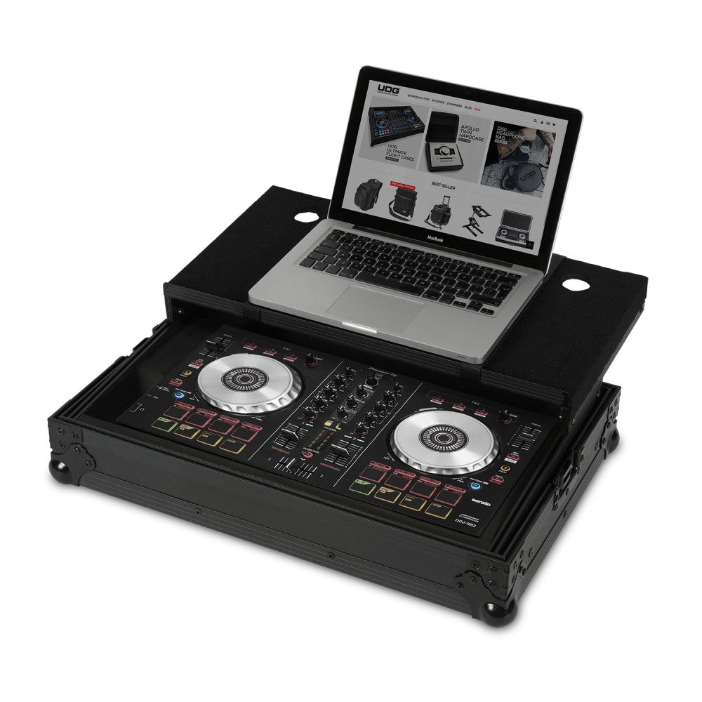 UDG ULTIMATE FLIGHT CASE PIONEER DDJ-SB/SB2 BLACK PLUS FLIGHT CASE PROFESSIONALE + LAPTOP COLORE NERO U91017BL