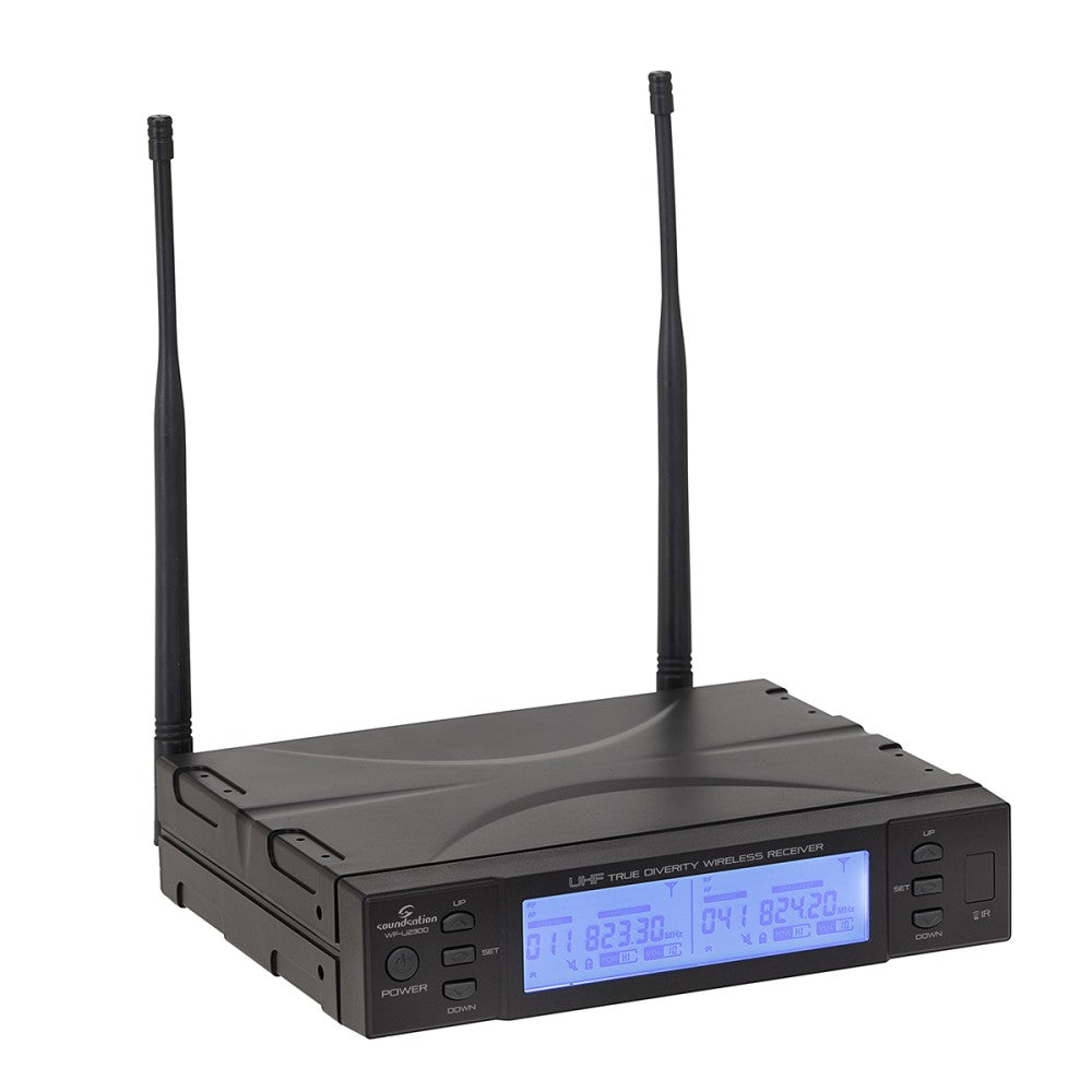 WIRELESS MICROPHONE. TRUE DIVERSITY DUAL UHF SOUNDSATION WF-U2300HH 2 HANDHELD TRANSMITTERS 823-832MHz