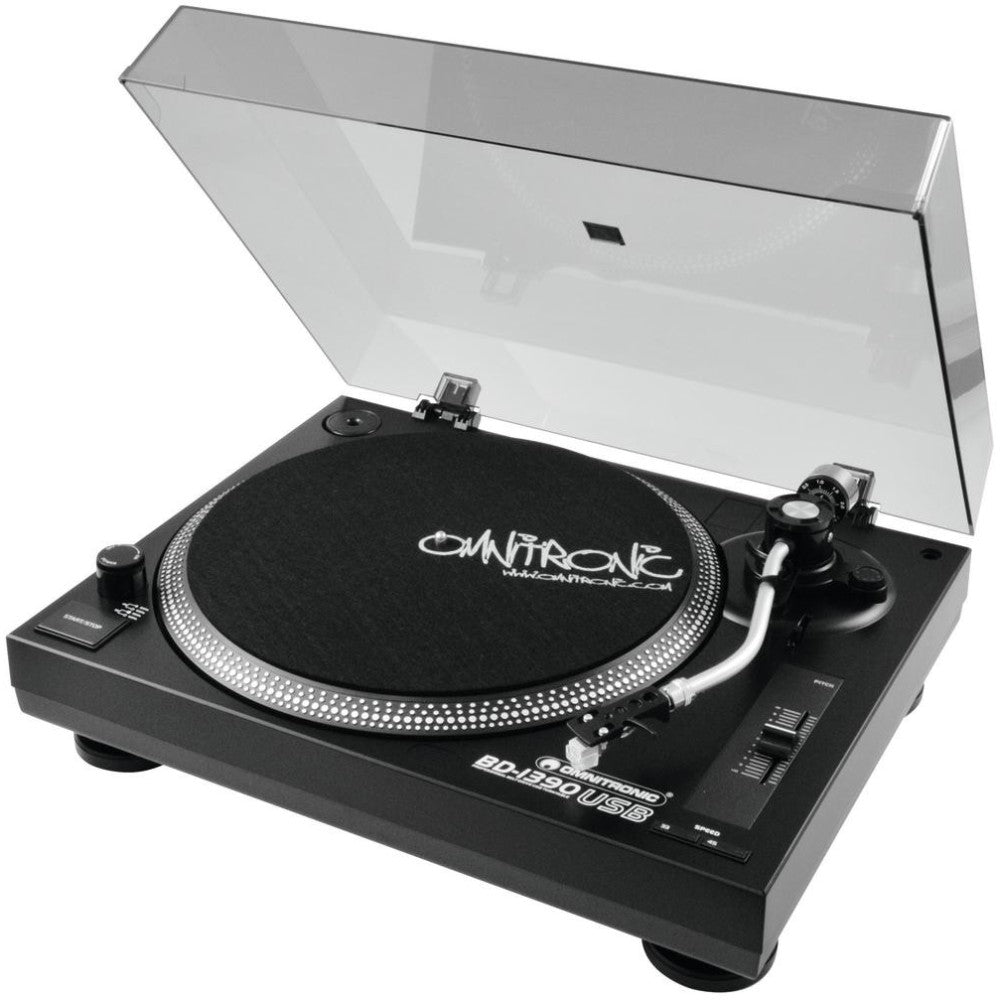 OMNITRONIC BD-1390 USB Giradischi da dj a trasmissione a cinghia