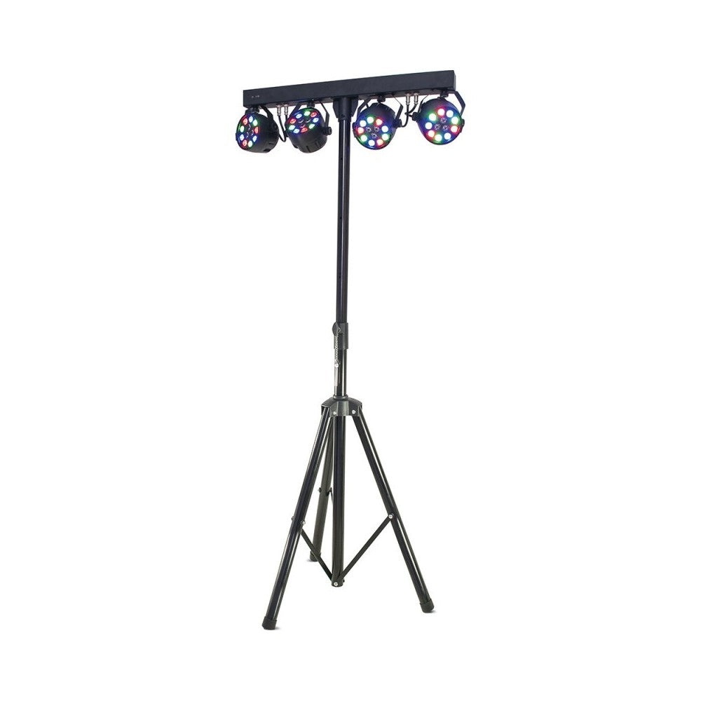 IBIZA DJLIGHT80LED kit con Supporto per luci e 4 led par 12 X 1W RGBW