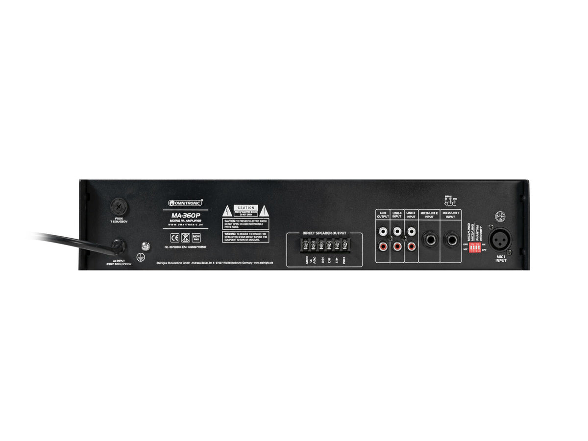 OMNITRONIC MA-360P da Amplificatore/Mixer da 360 W RMS