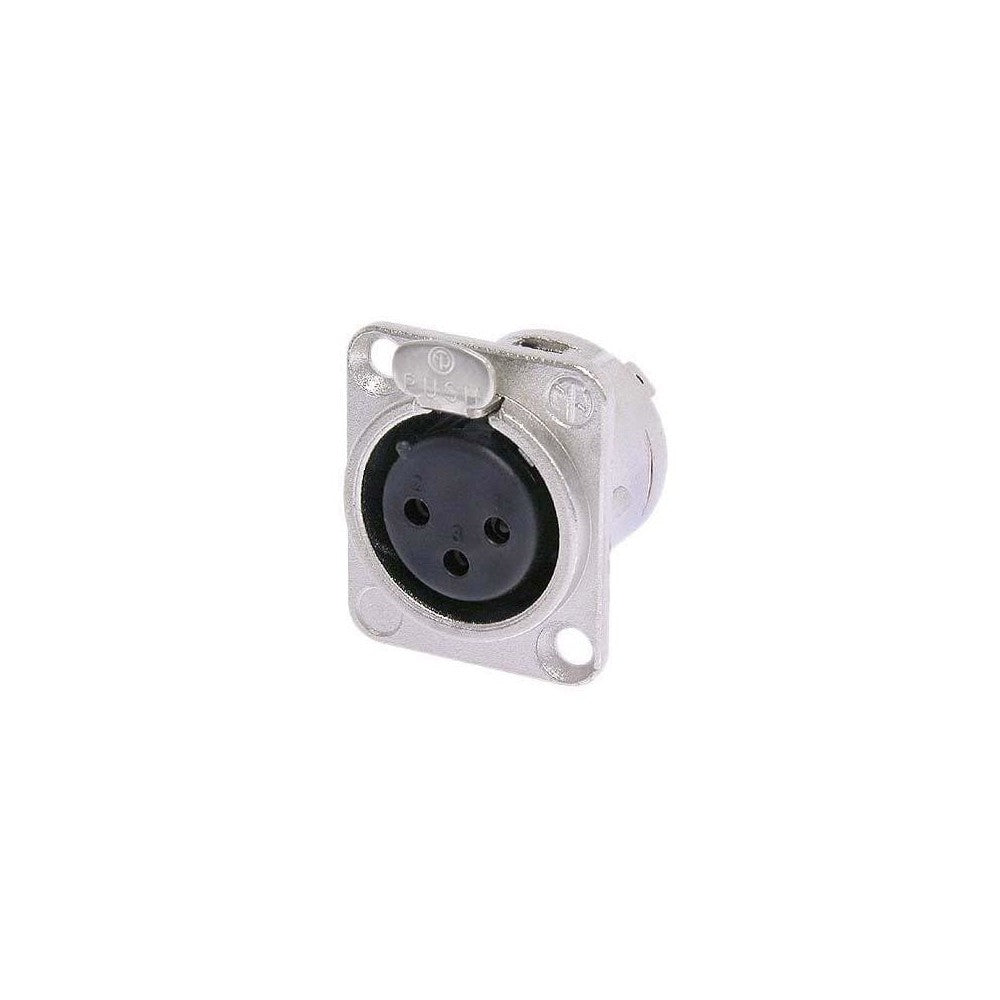 NEUTRIK NC3FD-L-1 XLR chassis, Serie DL a saldare, 3 poli femmina, corpo nichel, contatti argento