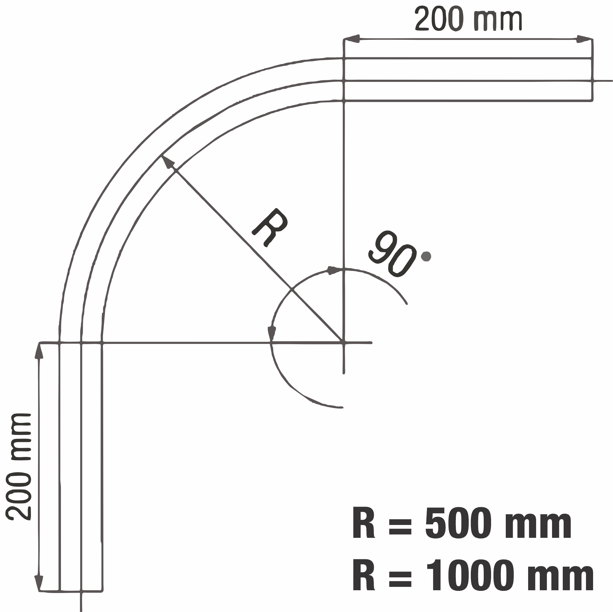WENTEX Eurotrack - Corner 90° - Black R=500 mm R=500mm