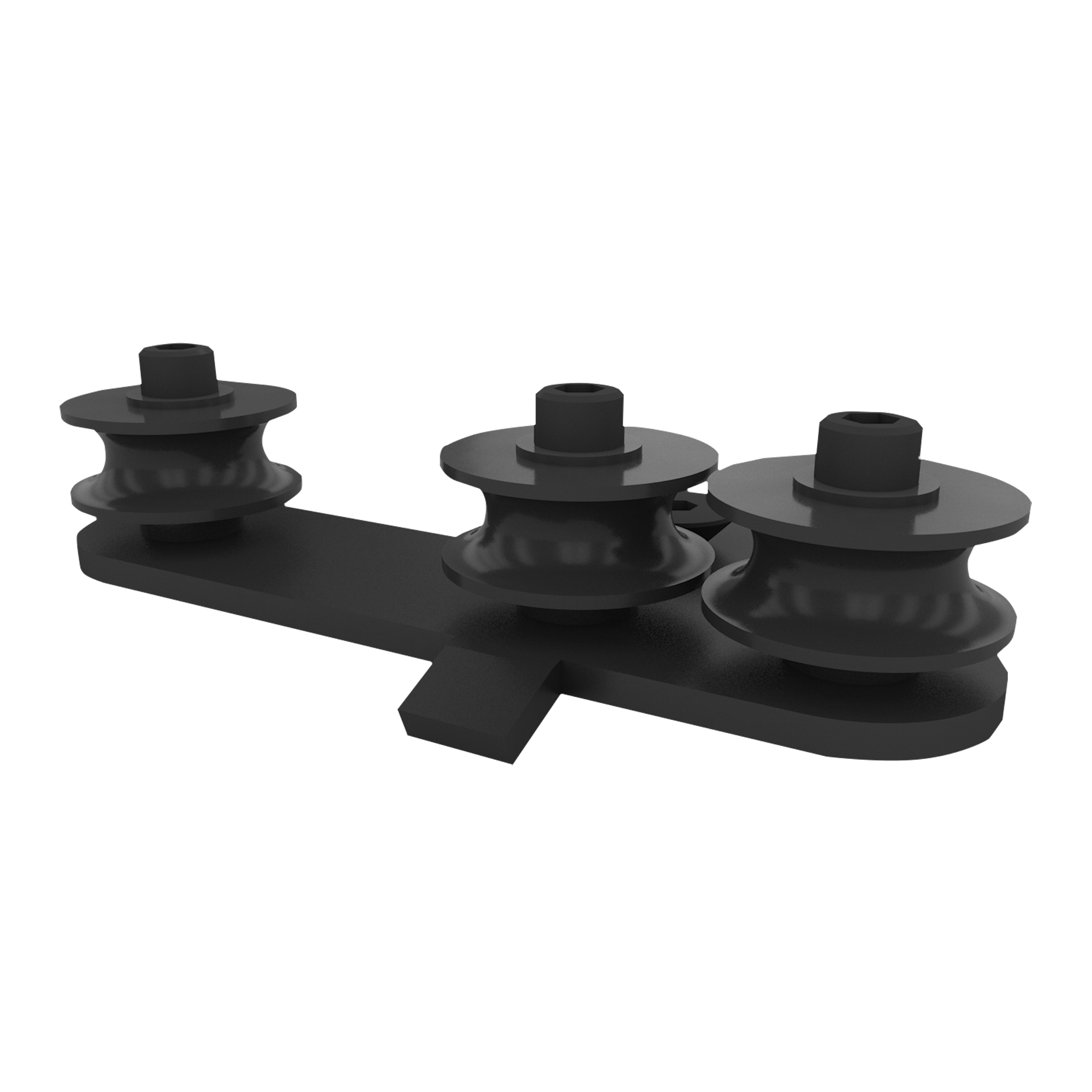 WENTEX Rope Guide, Black 3 Wheels - powder coated 3 Ruote - rivestimento a polvere