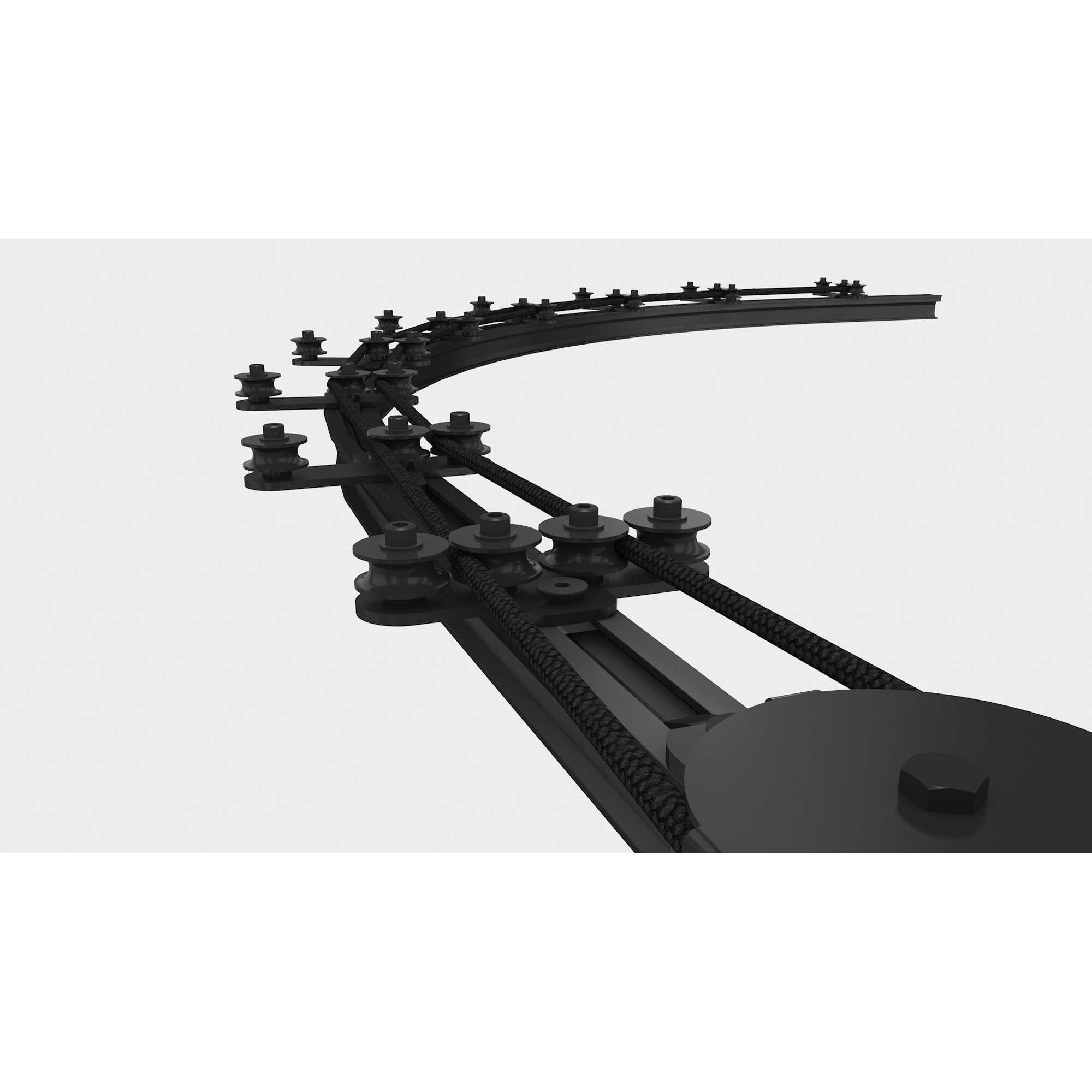 WENTEX Rope Guide, Black 3 Wheels - powder coated 3 Ruote - rivestimento a polvere