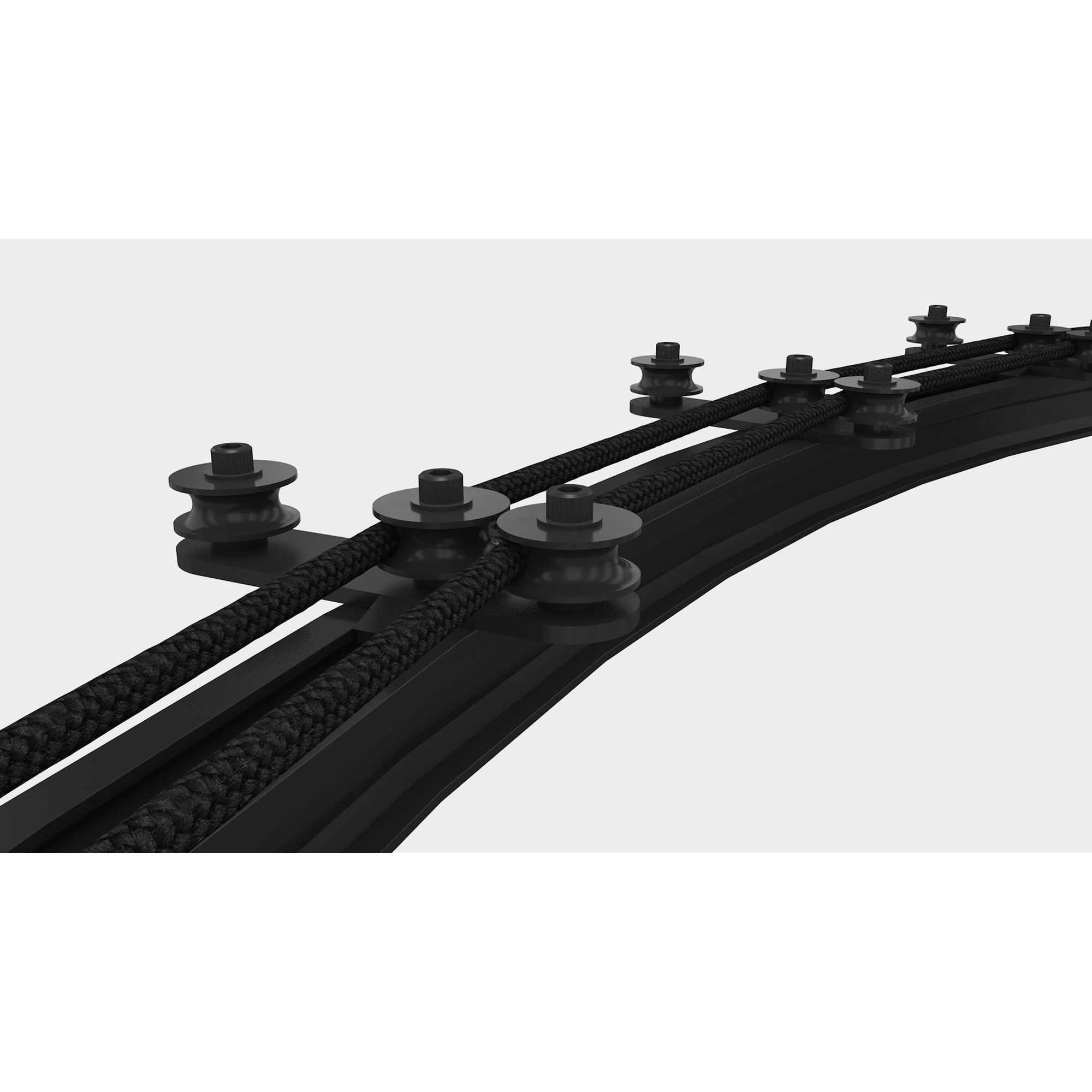 WENTEX Rope Guide, Black 3 Wheels - powder coated 3 Ruote - rivestimento a polvere