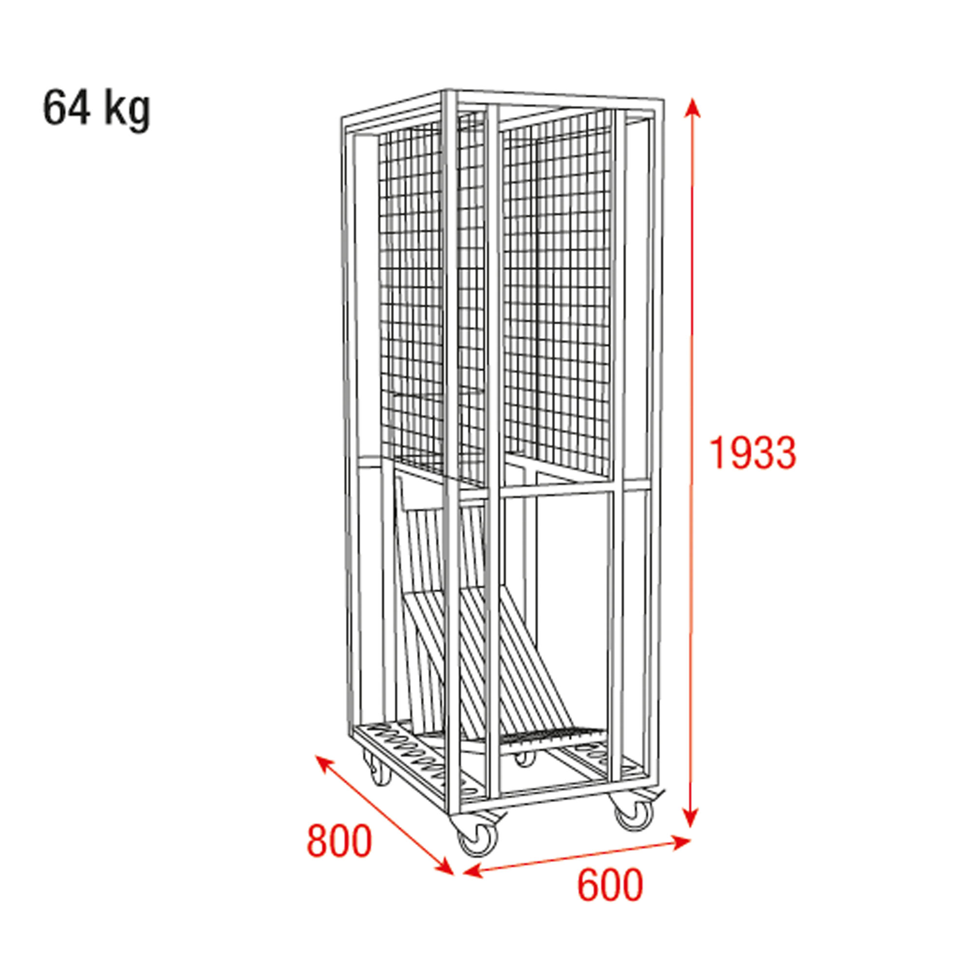 WENTEX Pipe & Drape Transport Trolley For 27 m of curtains plus support gear Per un totale di 27 m di tende più il materiale di fissaggio