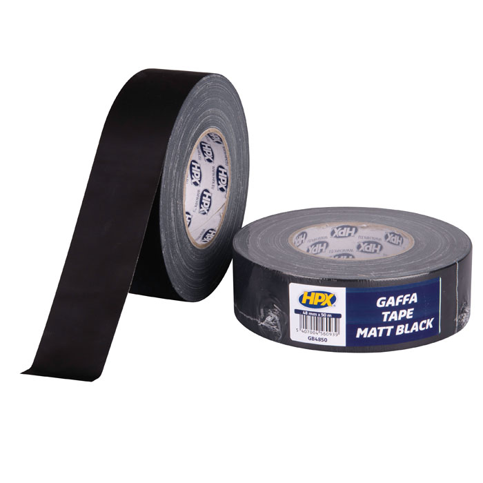 HPX Gaffer Tape Matte black, 48 mm x 50 m Colore nero opaco, 48 mm x 50 m