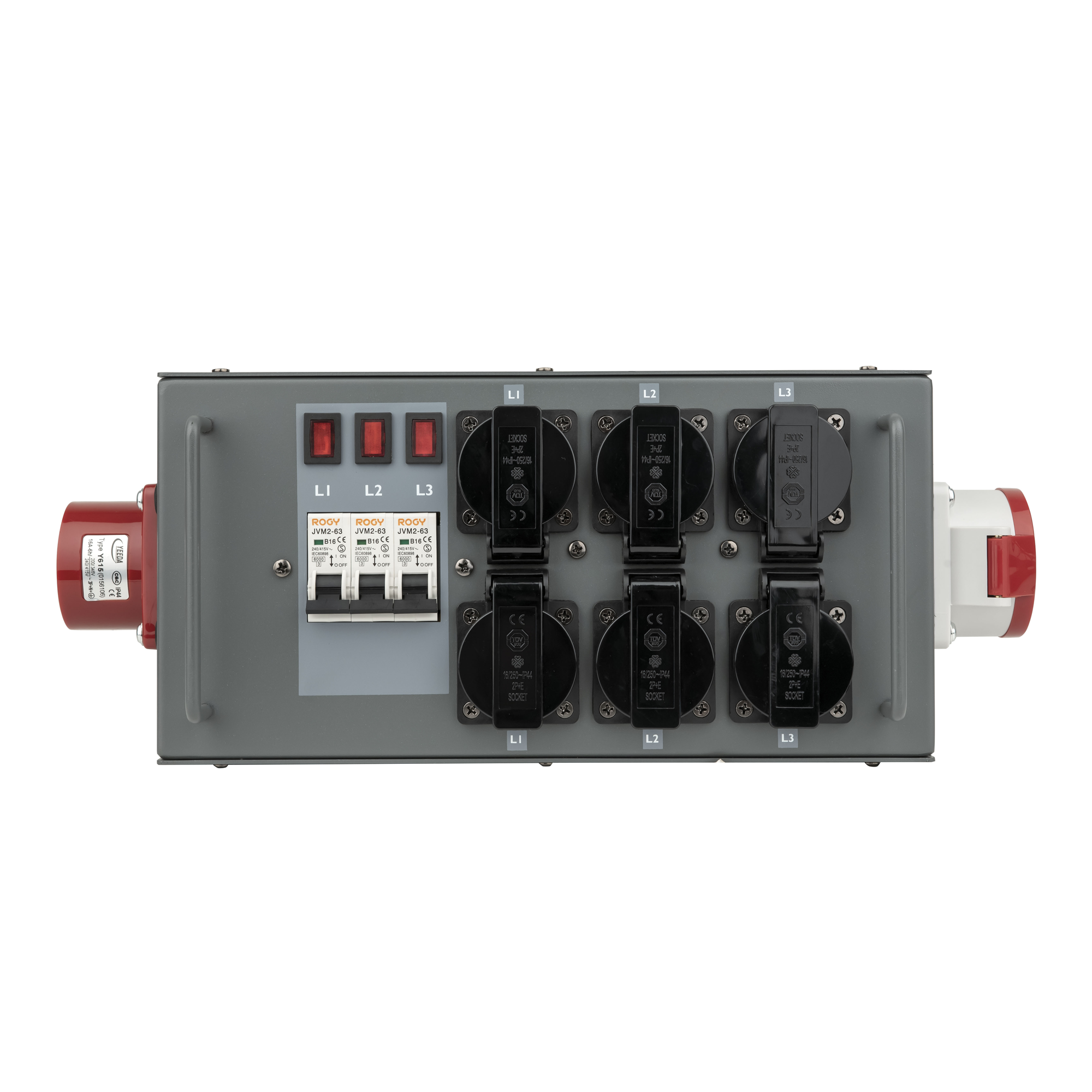 SHOWGEAR Powersplit 16 CEE 16 A 6x Schuko - 1x CEE 16 A 5P Distributore di potenza con fusibile