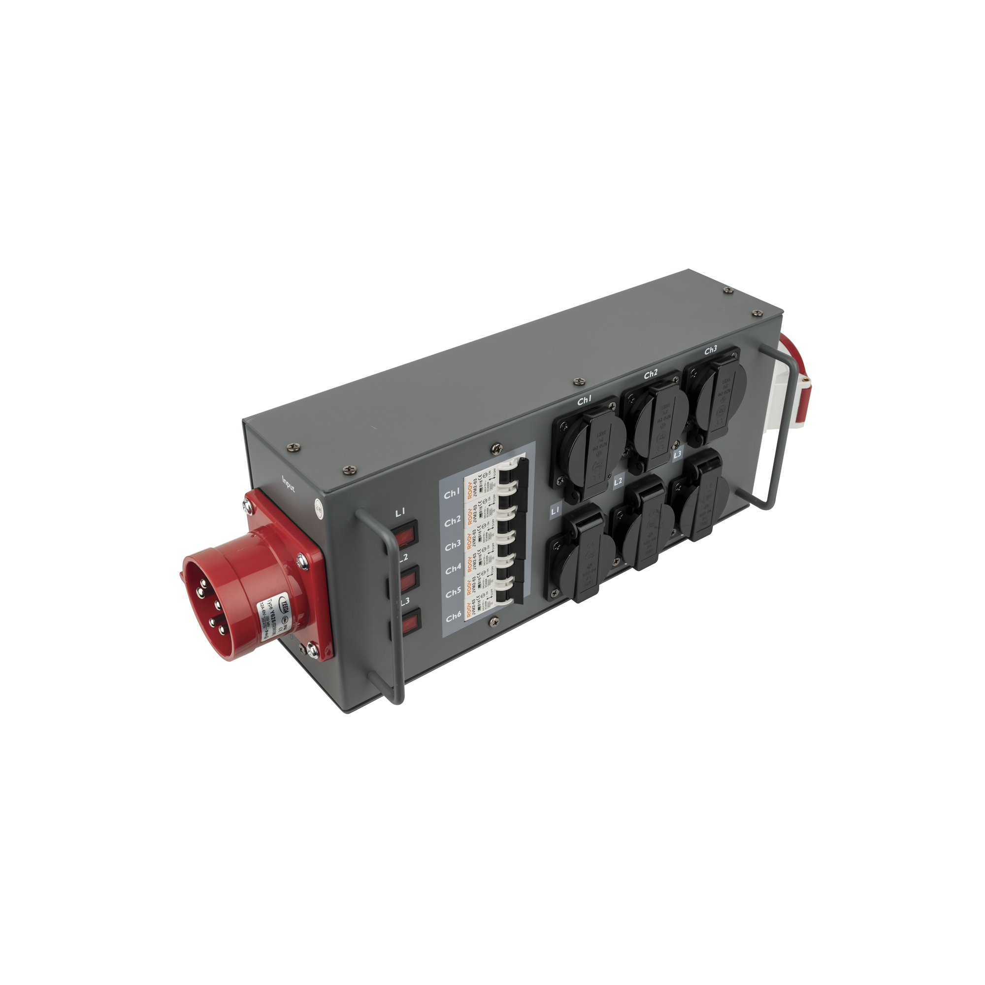 SHOWGEAR Powersplit 32 CEE 32 A 6x Schuko - 1x CEE 16 A 5P Distributore di potenza con fusibile