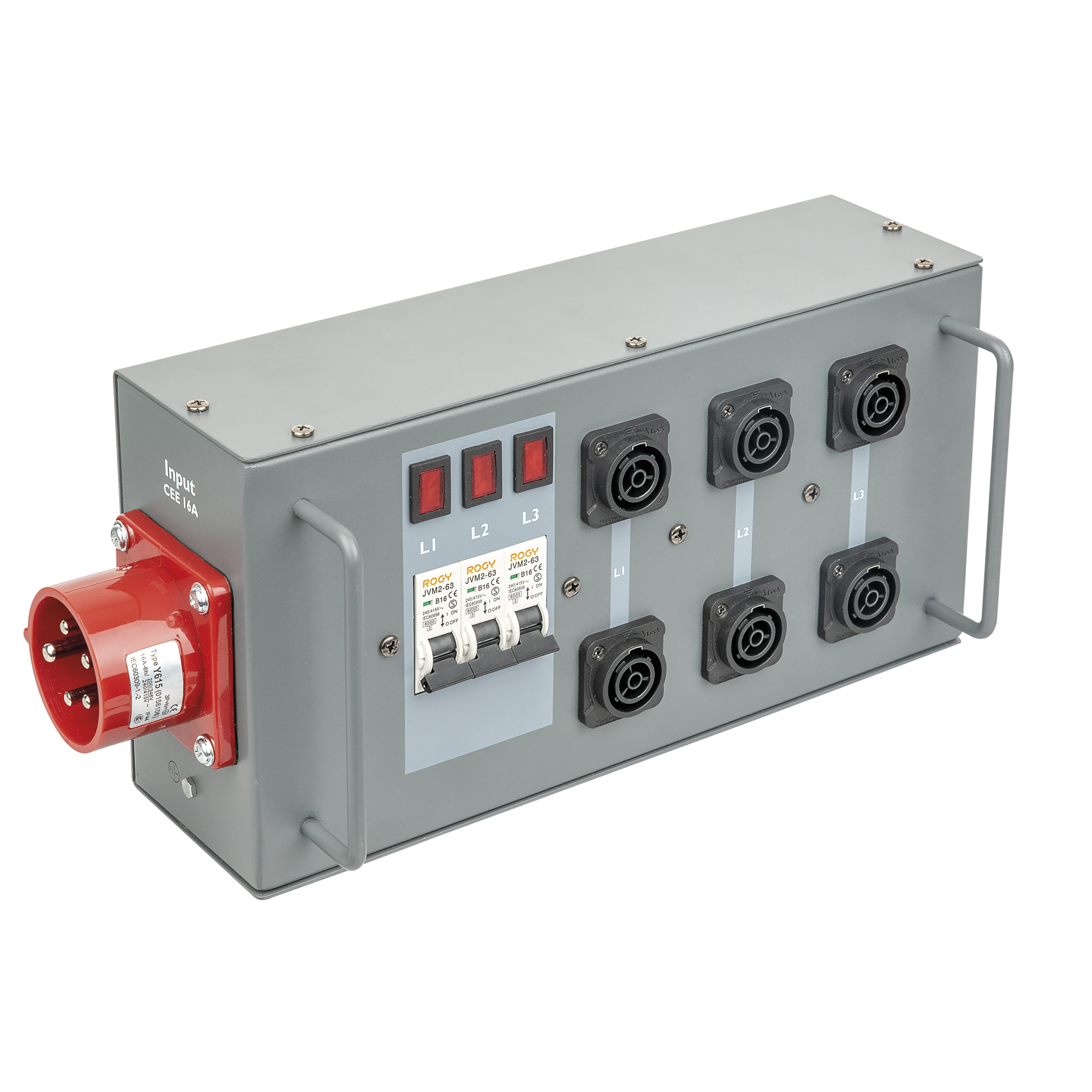 SHOWGEAR Power Split 16 True CEE 16 A 6x Power Pro True Powersplit con fusibile - CEE a ProPower True1