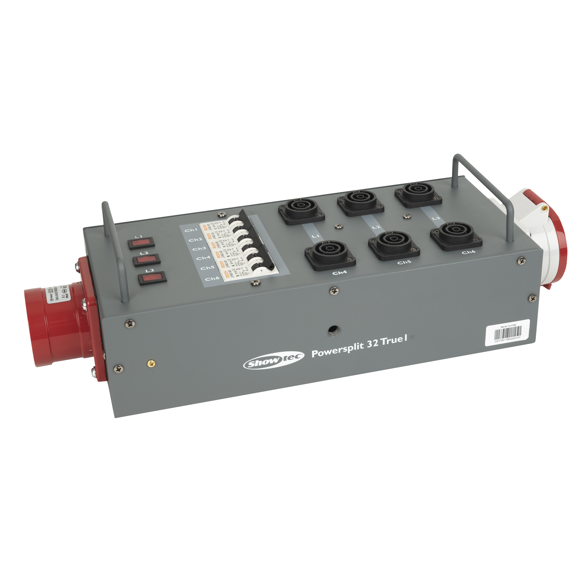 SHOWGEAR Power Split 32 True CEE 32 A 6x Power Pro True - 1x CEE 32 A 5P Powersplit con fusibile - CEE a ProPower True1