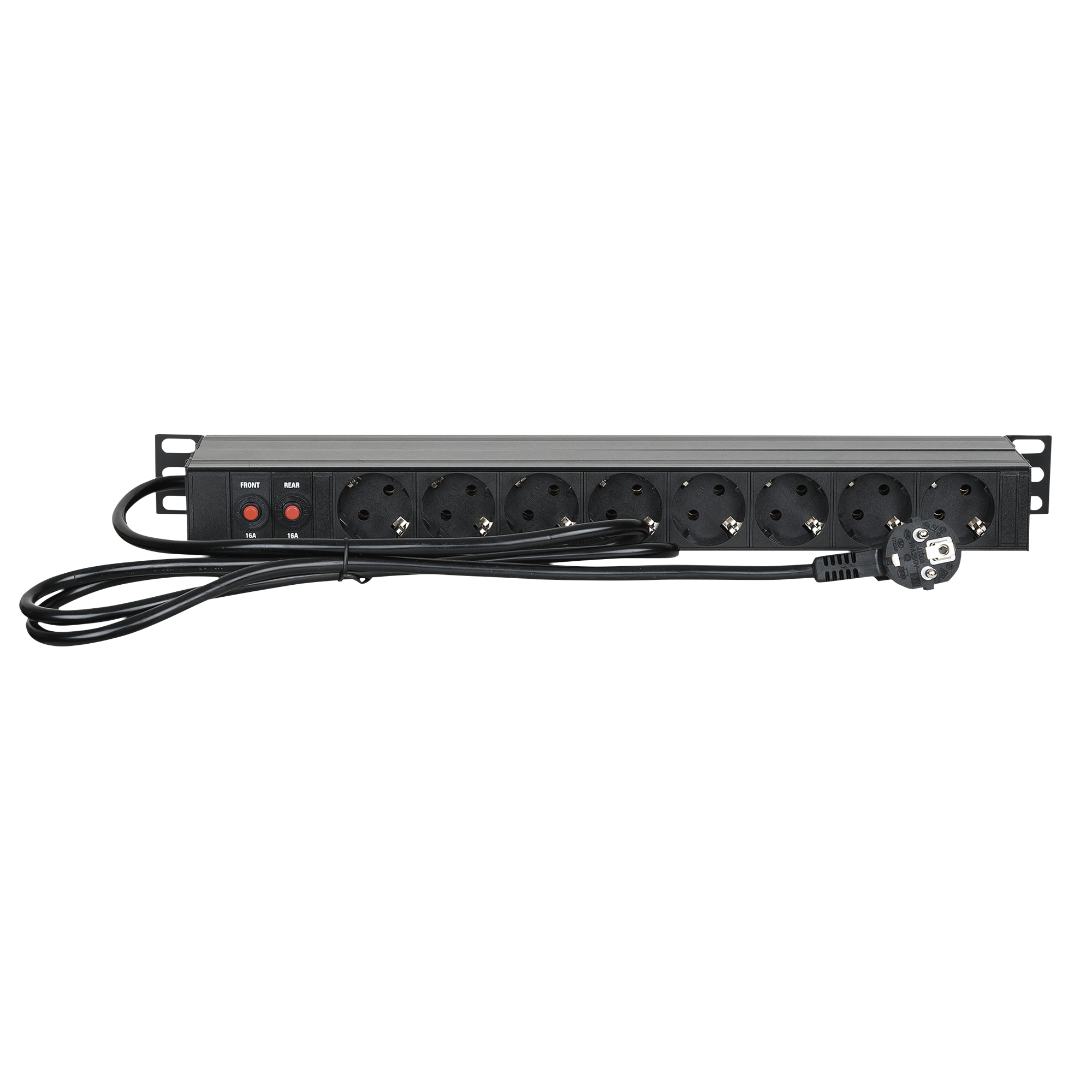 SHOWGEAR 19" 1U Main Power Strip 16 Front and back control Controllo anteriore e posteriore