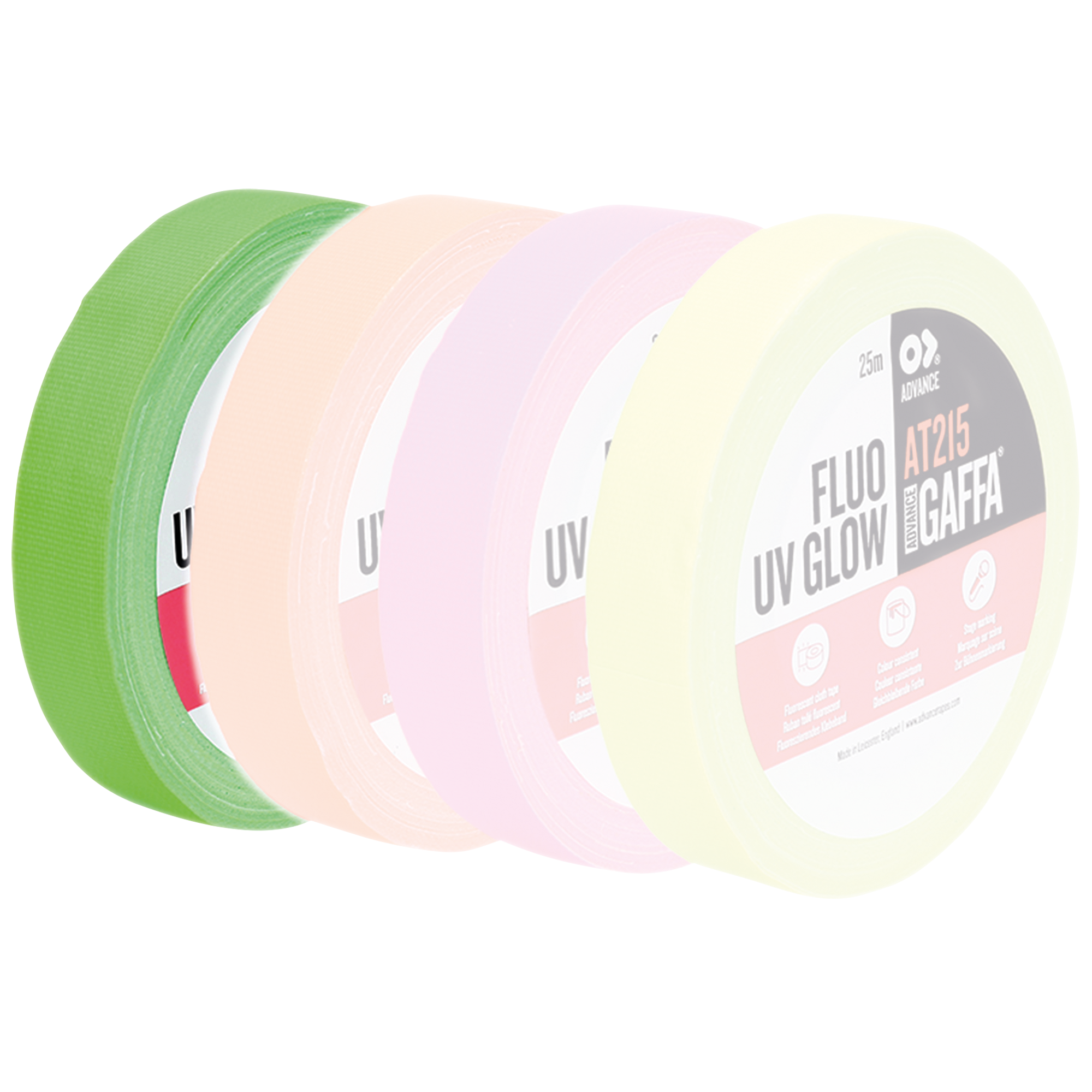 ADVANCE AT215 Fluorescent Gaffa Tape Green Verde - 19 mm - 25 m