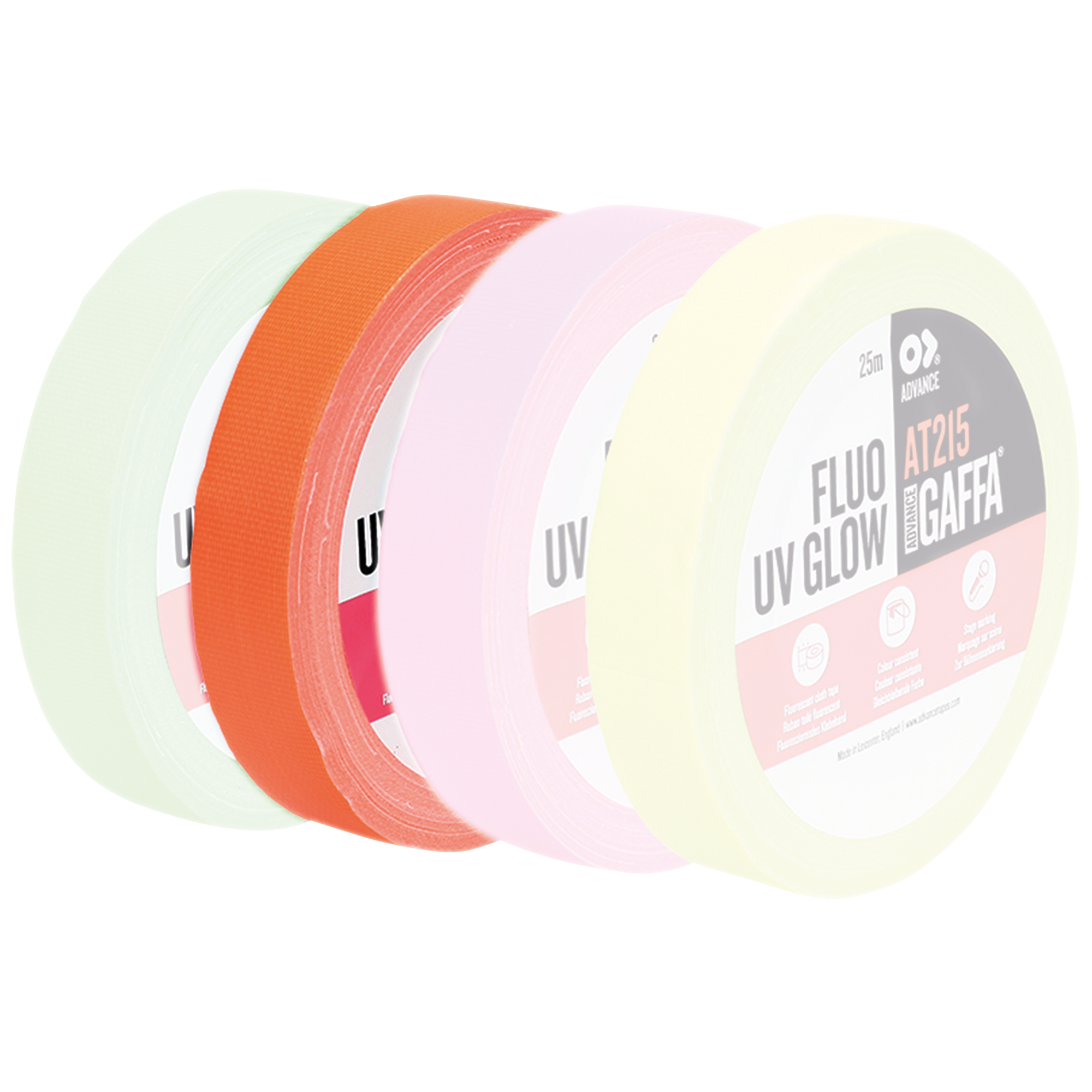 ADVANCE AT215 Fluorescent Gaffa Tape Orange Arancio - 19 mm - 25 m