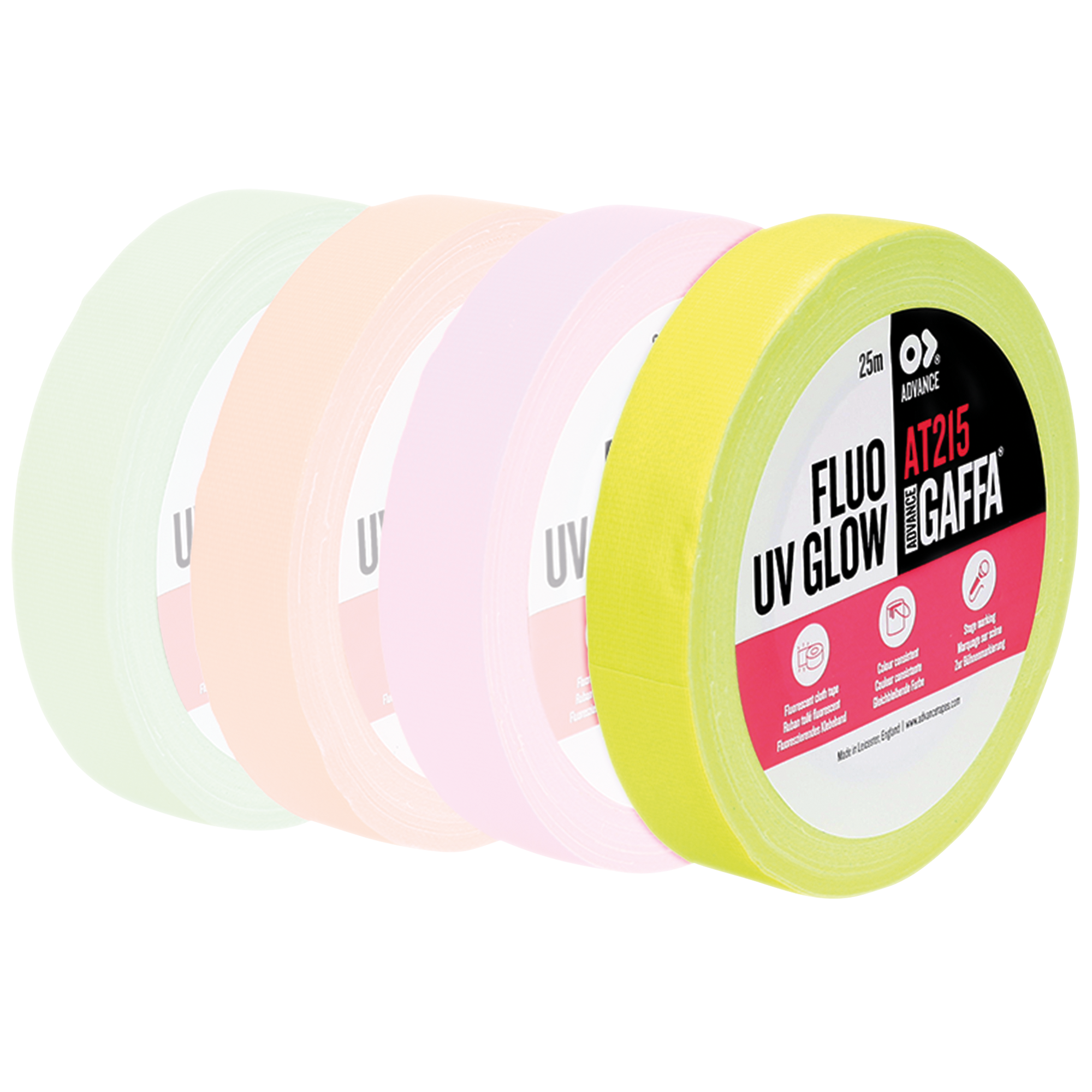 ADVANCE AT215 Fluorescent Gaffa Tape Yellow Giallo - 19 mm - 25 m