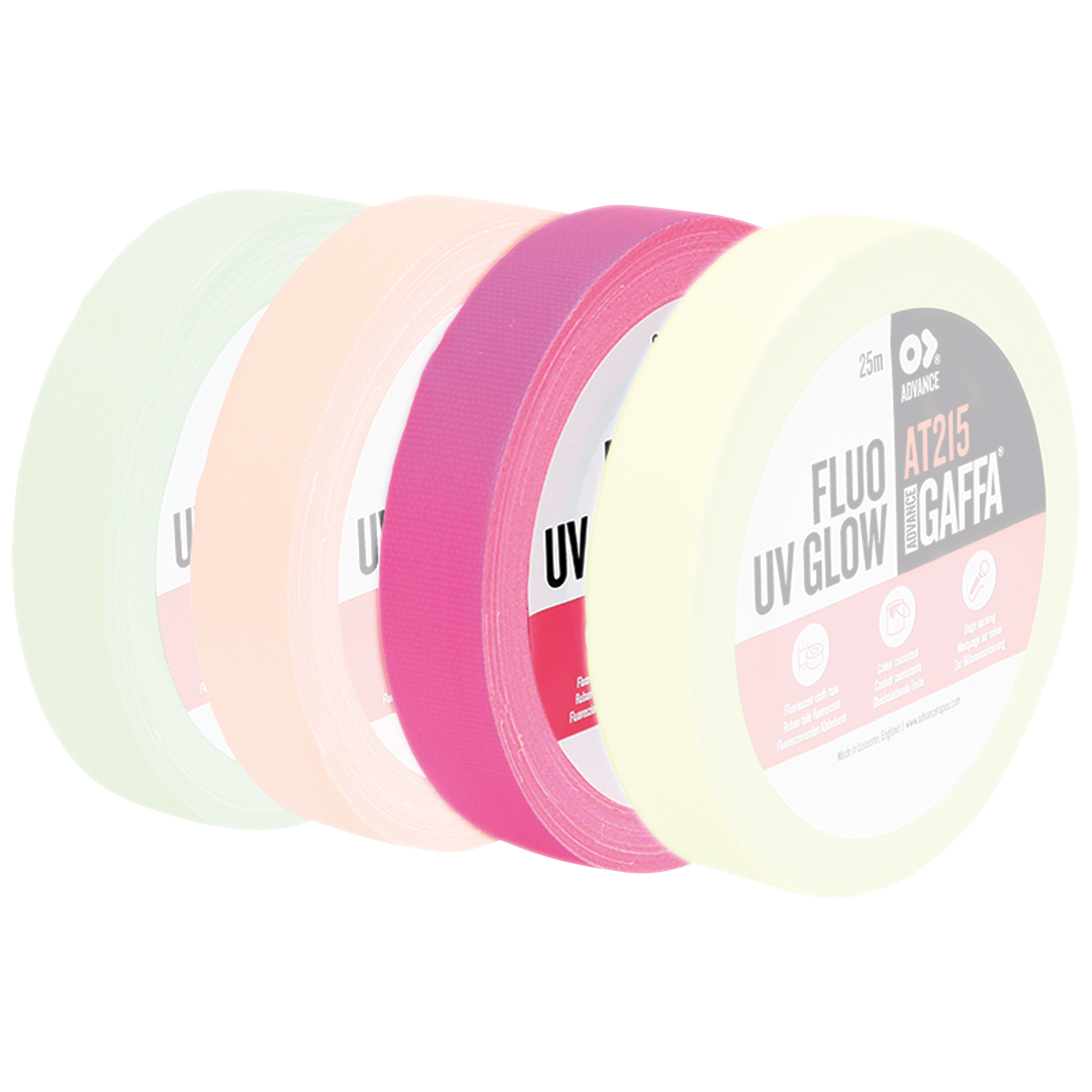 ADVANCE AT215 Fluorescent Gaffa Tape Pink Rosa - 19 mm - 25 m
