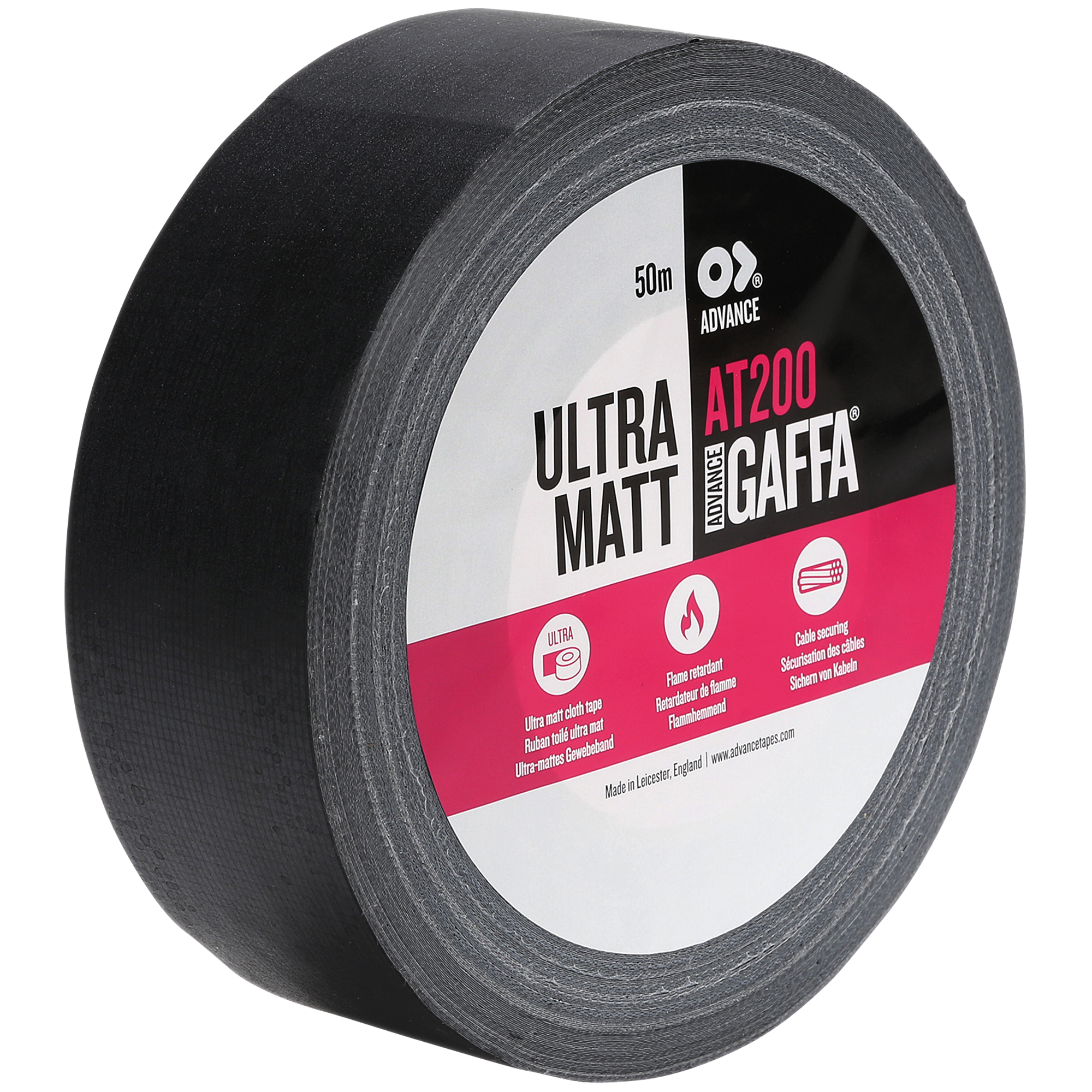 ADVANCE AT200 Ultra Matt Cloth Tape Advance Gaffa® Nastro gaffer nero ultra opaco - 50 mm / 50 m