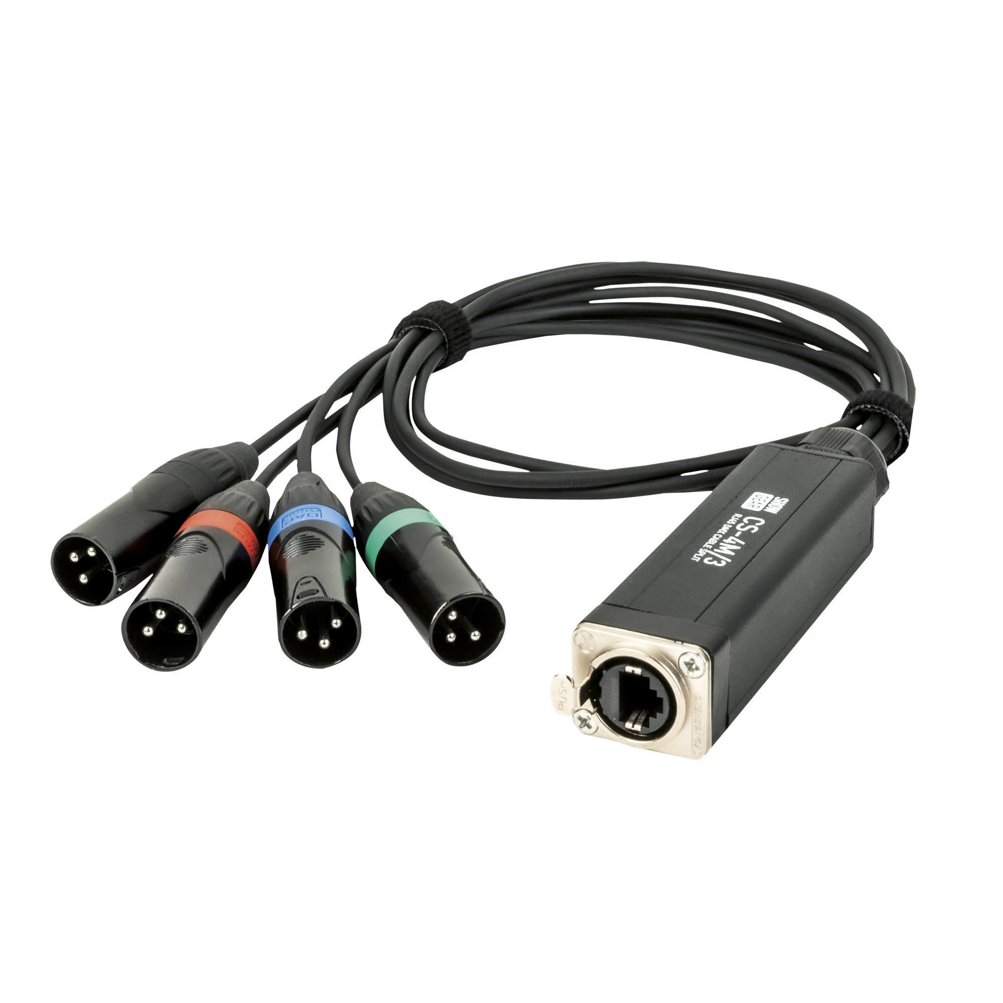 SHOWGEAR CS-4M/3 - 4-channel DMX shuttle snake via network cable 4-channel 3-pin DMX (male) to RJ45 CAT (female) adapter Adattatore 4 canali da 3 pin DMX (maschio) a RJ45 CAT (femmina)