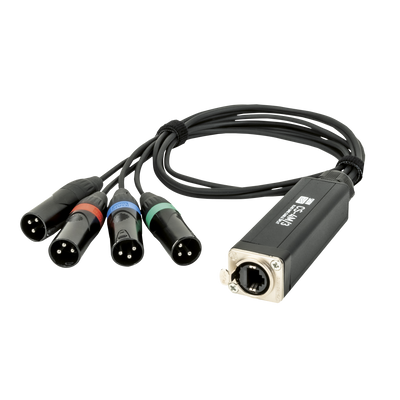 SHOWGEAR CS-4M/3 - 4-channel DMX shuttle snake via network cable 4-channel 3-pin DMX (male) to RJ45 CAT (female) adapter Adattatore 4 canali da 3 pin DMX (maschio) a RJ45 CAT (femmina)
