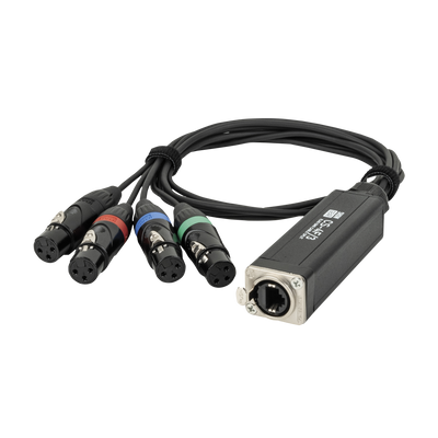 SHOWGEAR CS-4F/3 - 4-channel DMX shuttle snake via network cable 4-channel 3-pin DMX (female) to RJ45 CAT (female) adapter Adattatore 4 canali da 3 pin DMX (femmina) a RJ45 CAT (femmina)