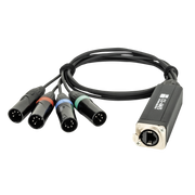 SHOWGEAR CS-4M/5 - 4-channel DMX shuttle snake via network cable 4-channel 5-pin DMX (male) to RJ45 CAT (female) adapter Adattatore 4 canali da 5 pin DMX (maschio) a RJ45 CAT (femmina)