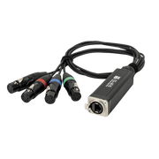 SHOWGEAR CS-4F/5 - 4-channel DMX shuttle snake via network cable Adattatore 4 canali da 5 pin DMX (femmina) a RJ45 CAT (femmina)
