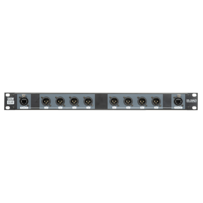 SHOWGEAR DS-24M/3 DMX Rack Split 8x 3-pin male XLR to 2x female RJ45 converter (4 universes per CAT cable) Convertitore da 8x 3-pin XLR maschio a 2x RJ45 femmina (4 universi per cavo CAT)