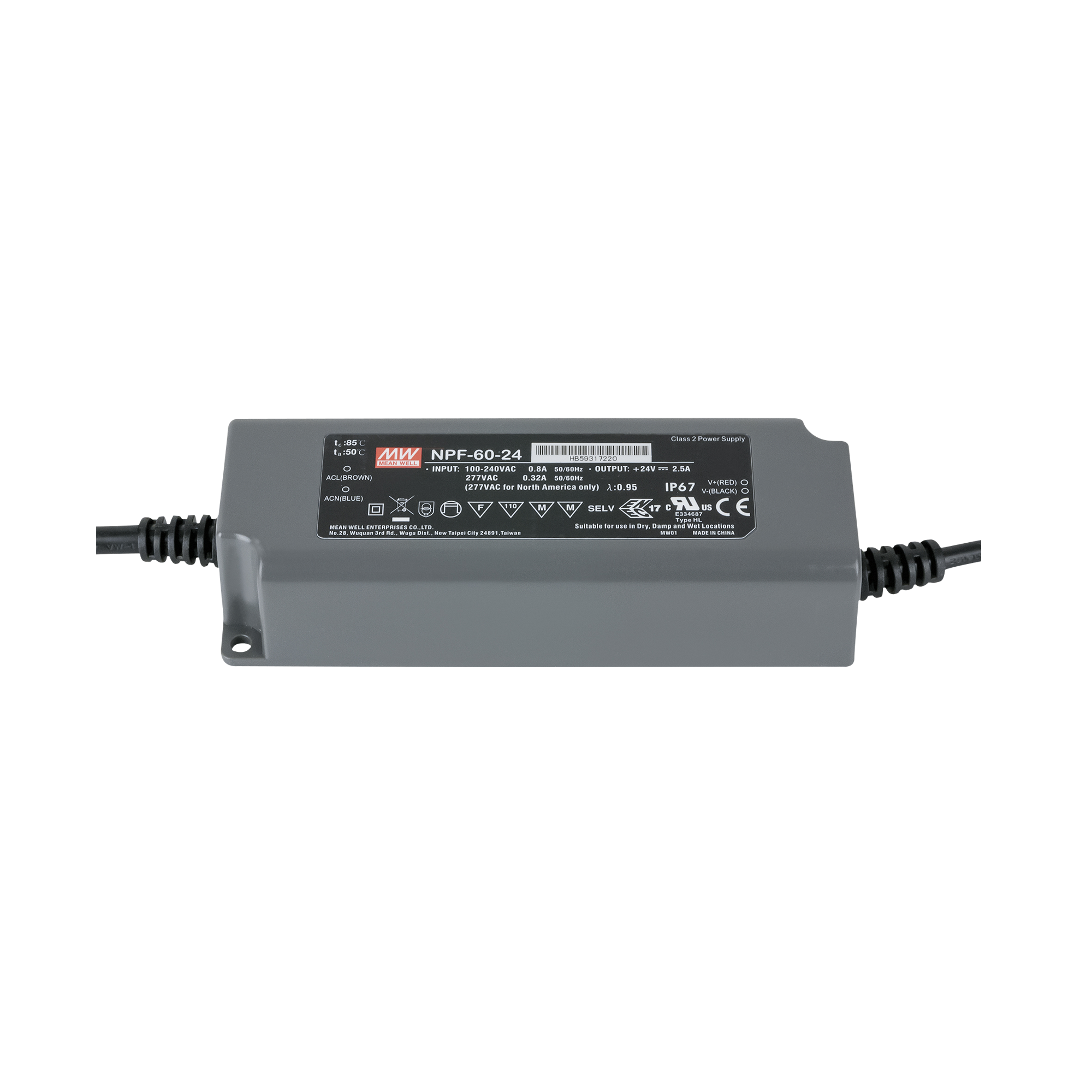 MEANWELL Power Supply - 60 W - 24 V DC NPF-60-24