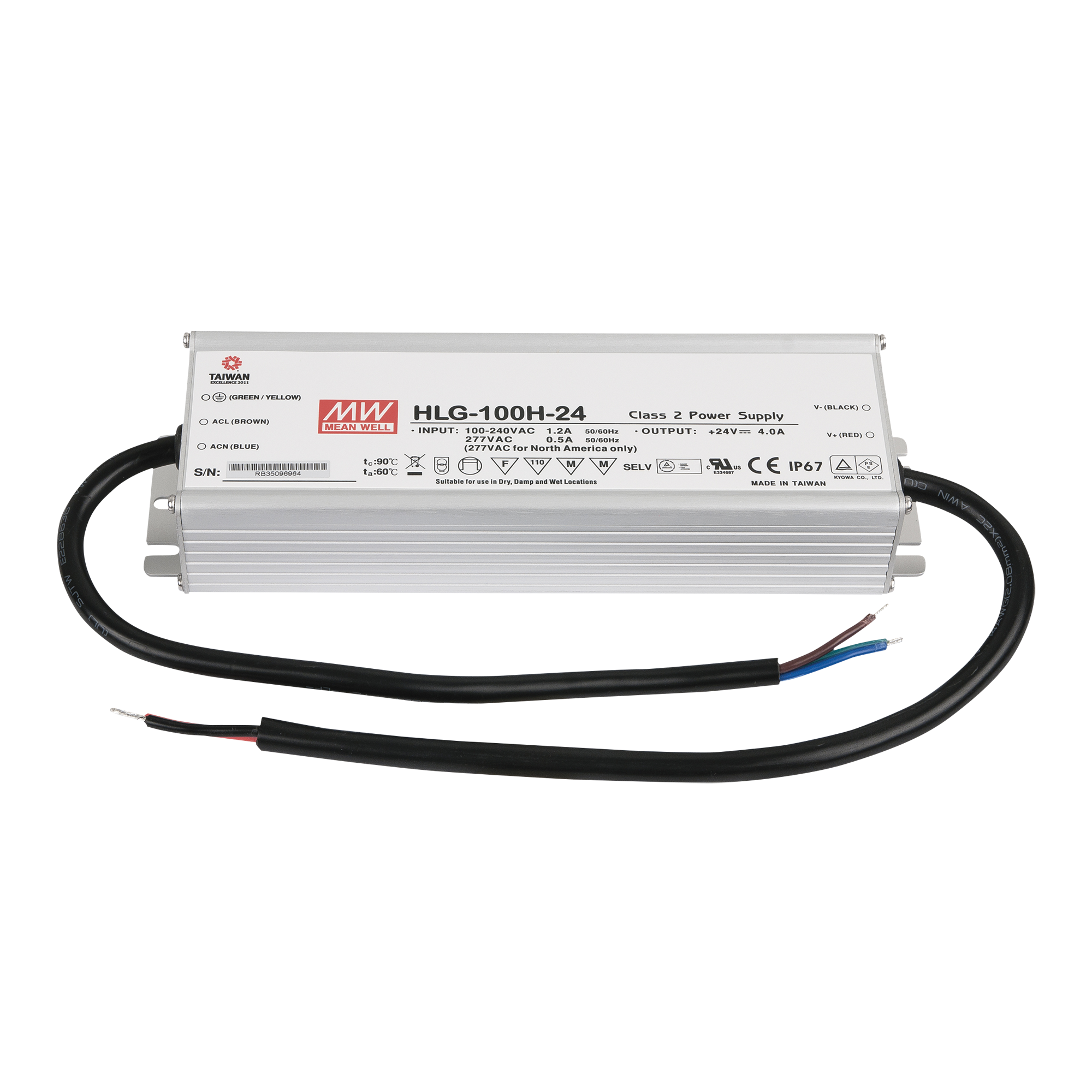 MEANWELL LED Power Supply - 100 W - 24 V DC HLG-100H-24