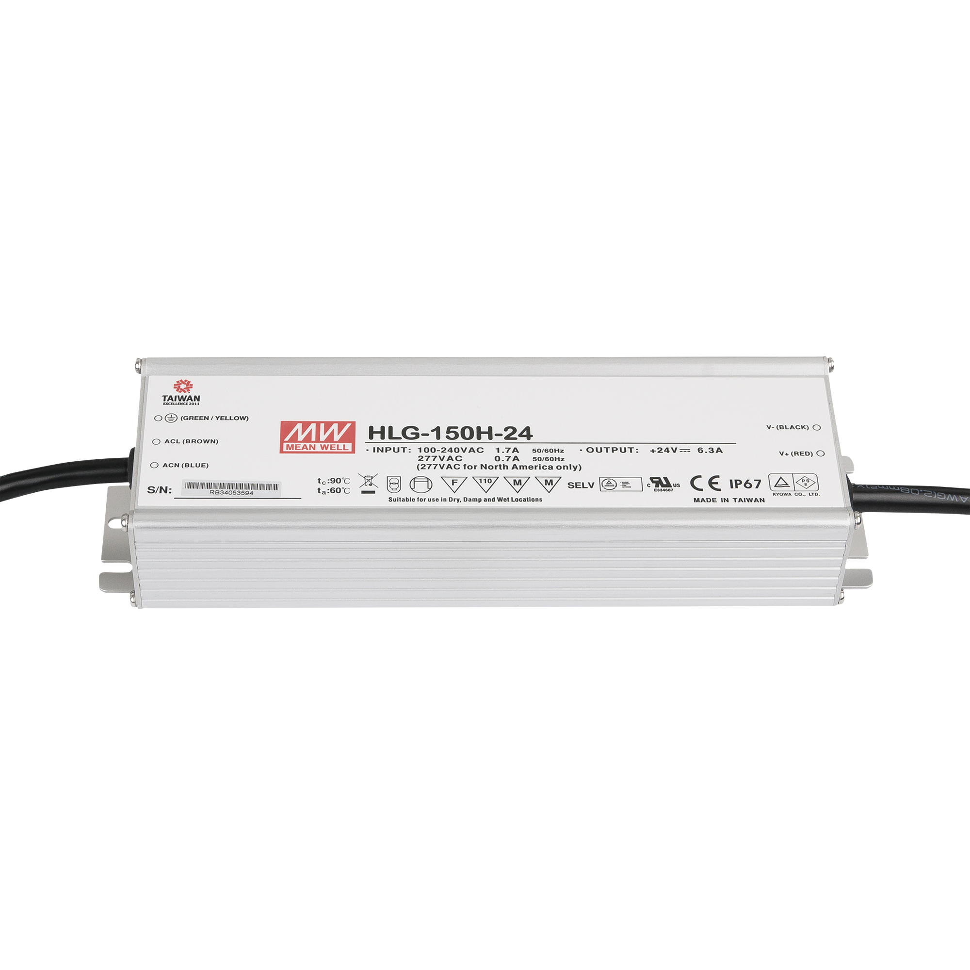 MEANWELL LED Power Supply - 150 W - 24 V DC HLG-150H-24
