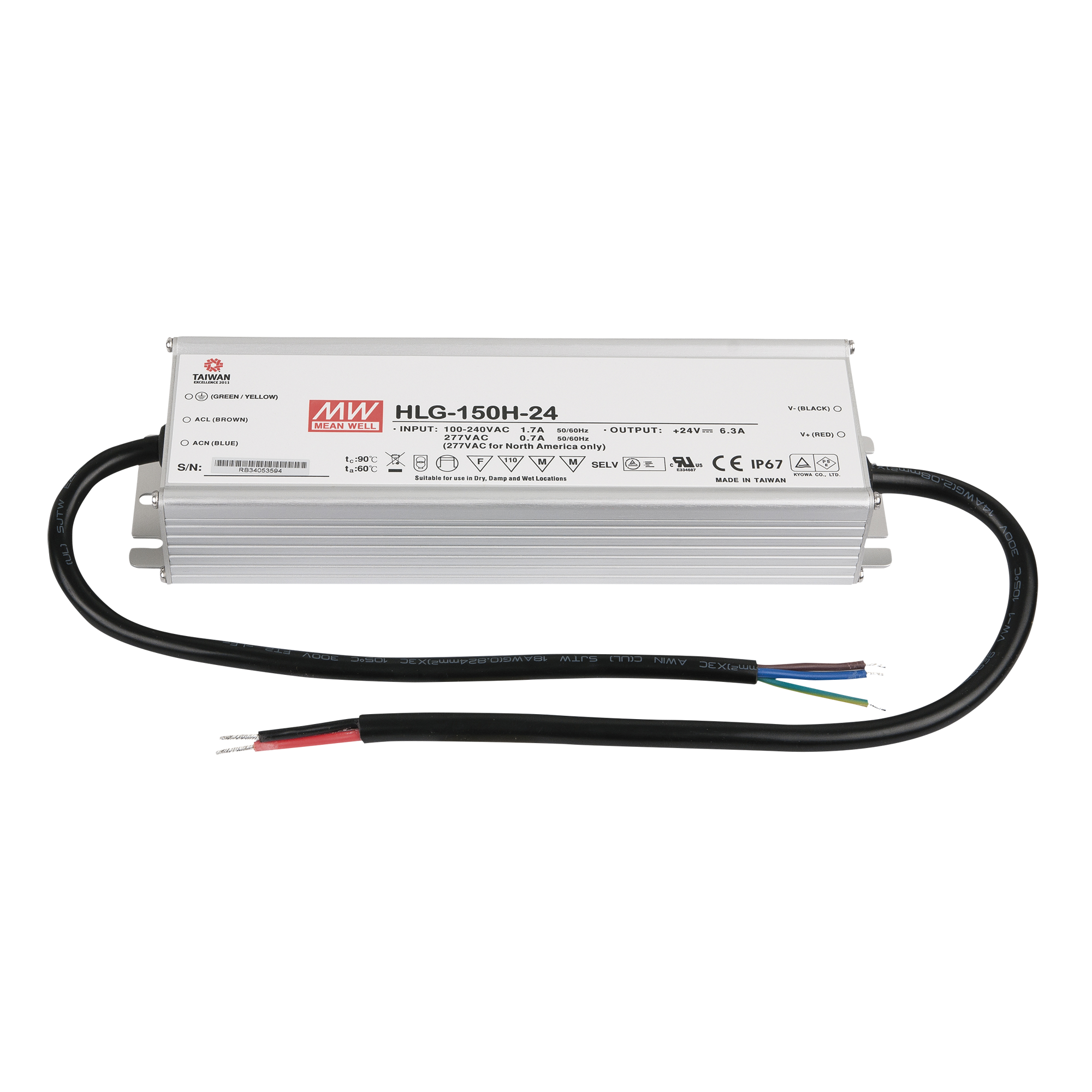 MEANWELL LED Power Supply - 150 W - 24 V DC HLG-150H-24
