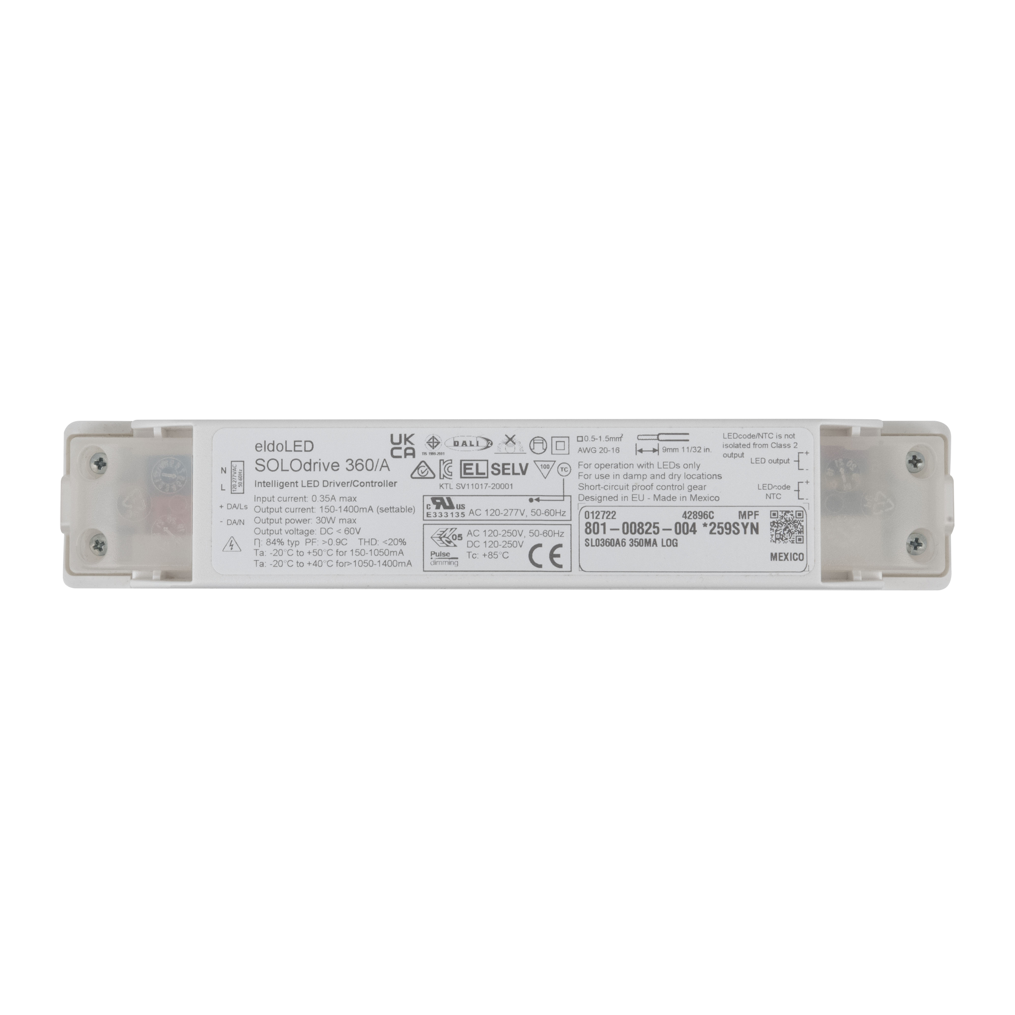 ELDOLED SOLOdrive AC - 30 W Corrente costante - DALI-2 - Dim to Dark - 1 alimentatore, 1 controllo - SL0360A6