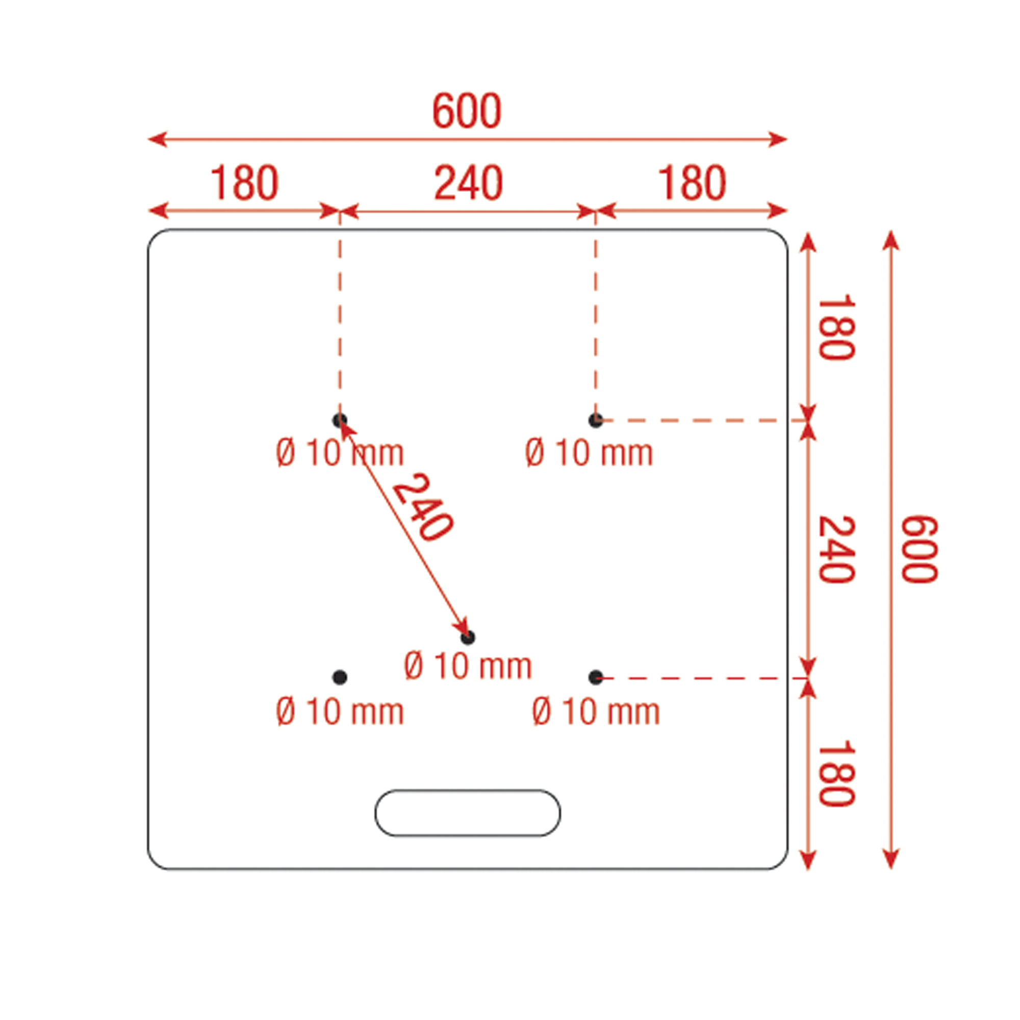 WENTEX Universal Base Plate 600mm 600 x 600 mm, Fori M10