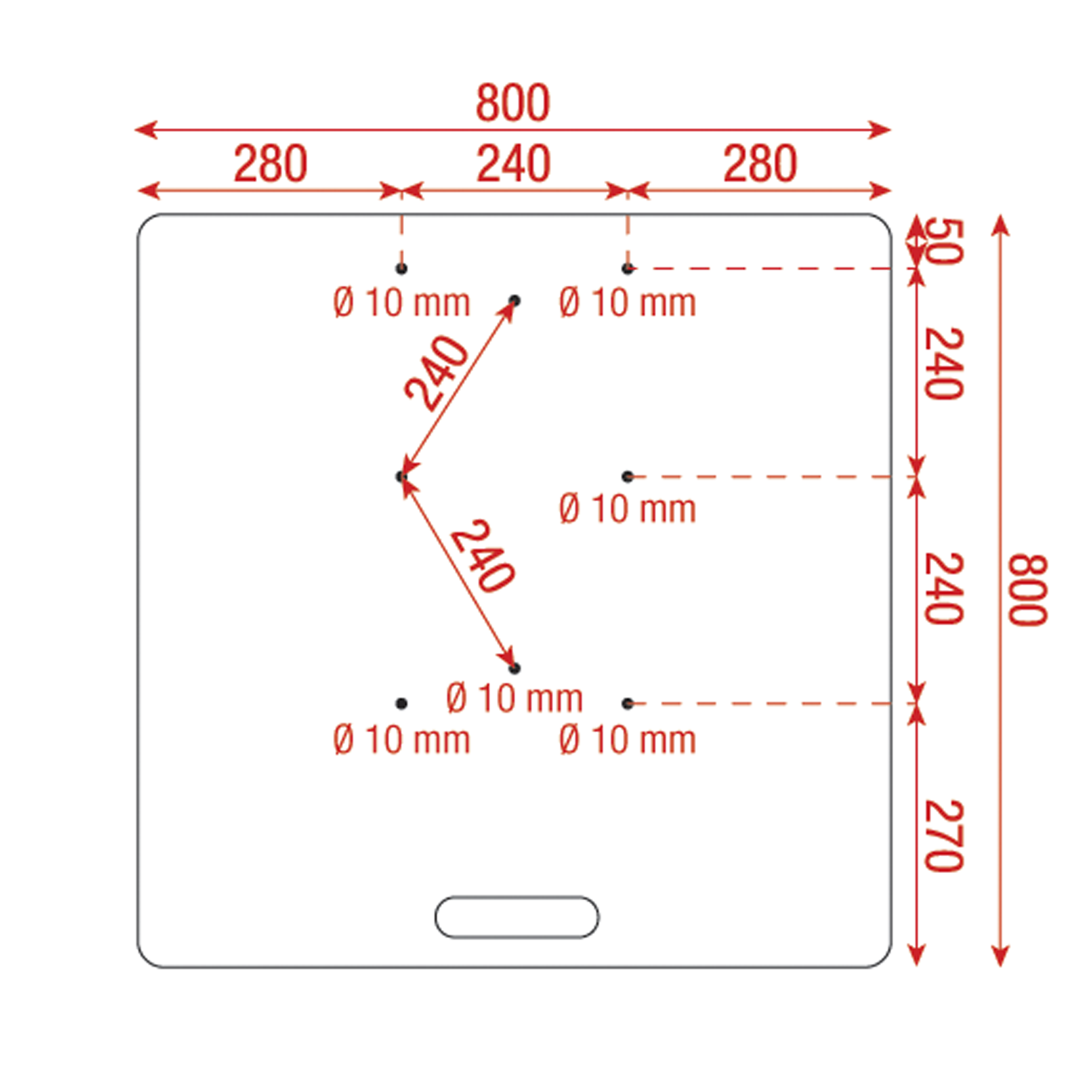 WENTEX Universal Base Plate 800mm 800 x 800 mm, Fori M10